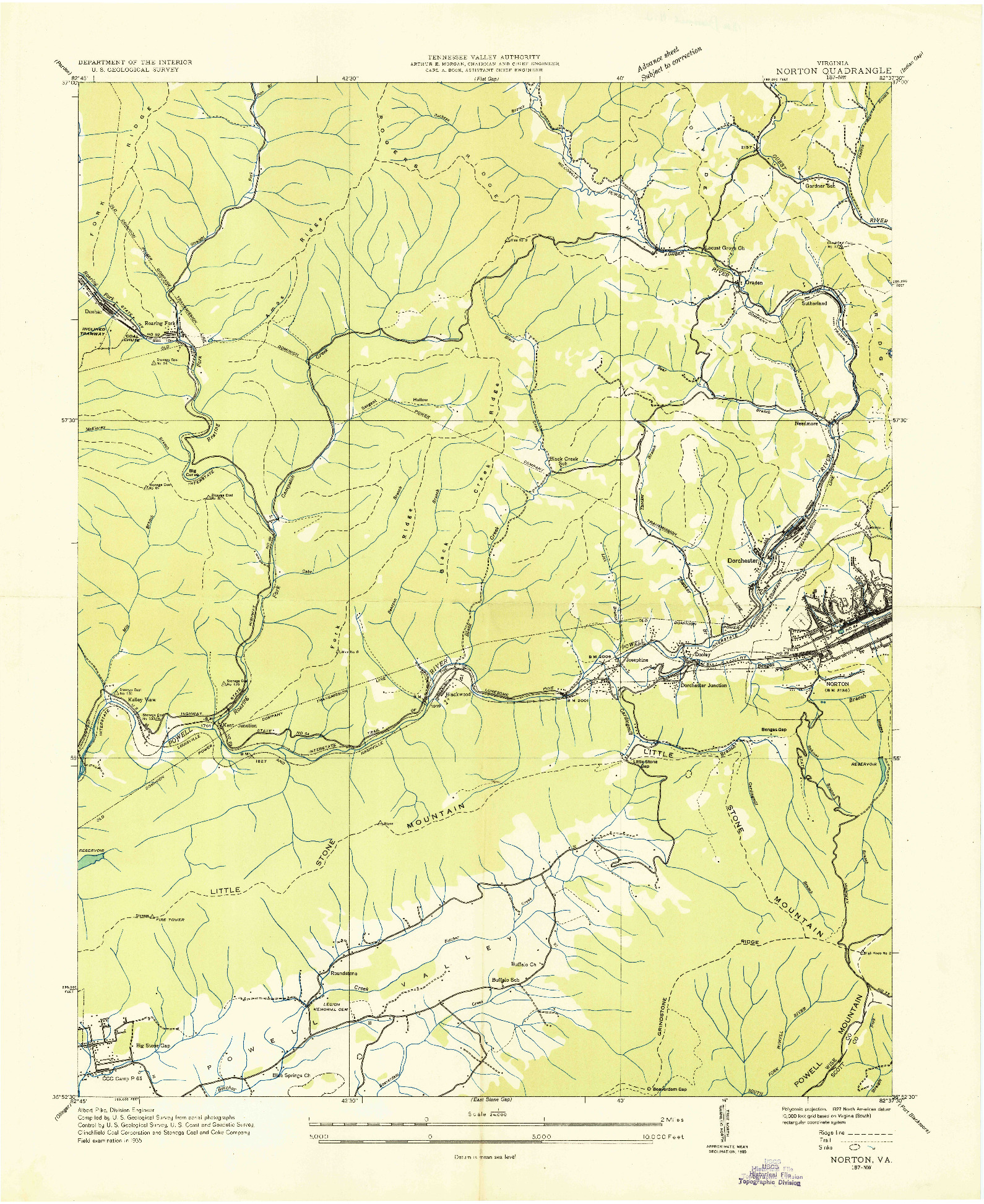 USGS 1:24000-SCALE QUADRANGLE FOR NORTON, VA 1935