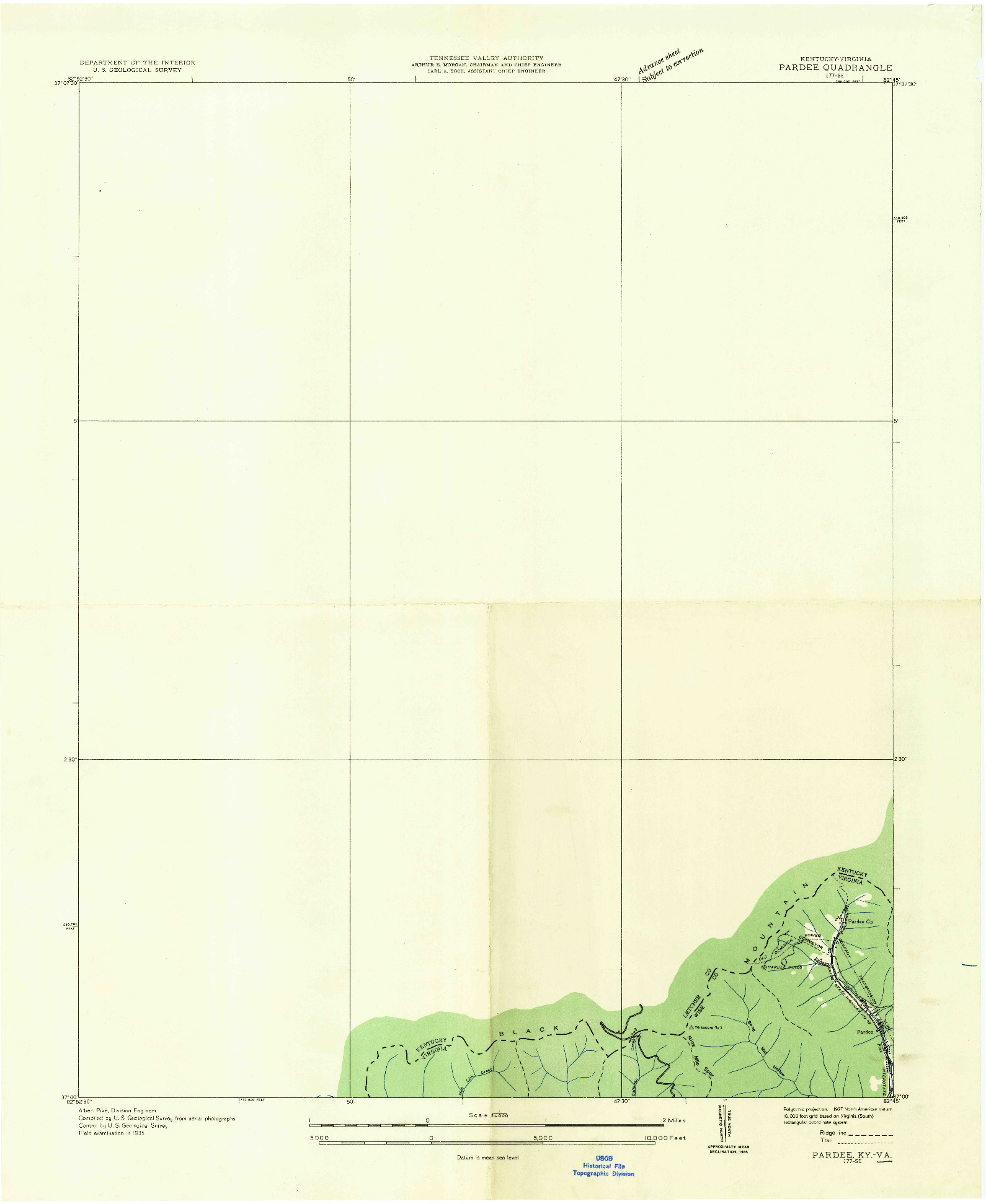 USGS 1:24000-SCALE QUADRANGLE FOR PARDEE, VA 1935