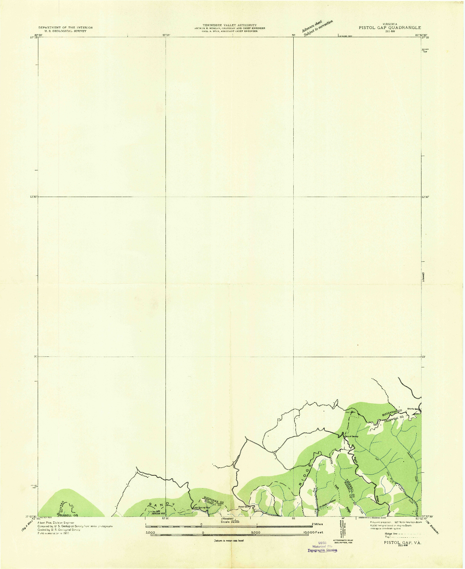 USGS 1:24000-SCALE QUADRANGLE FOR PISTOL GAP, VA 1935