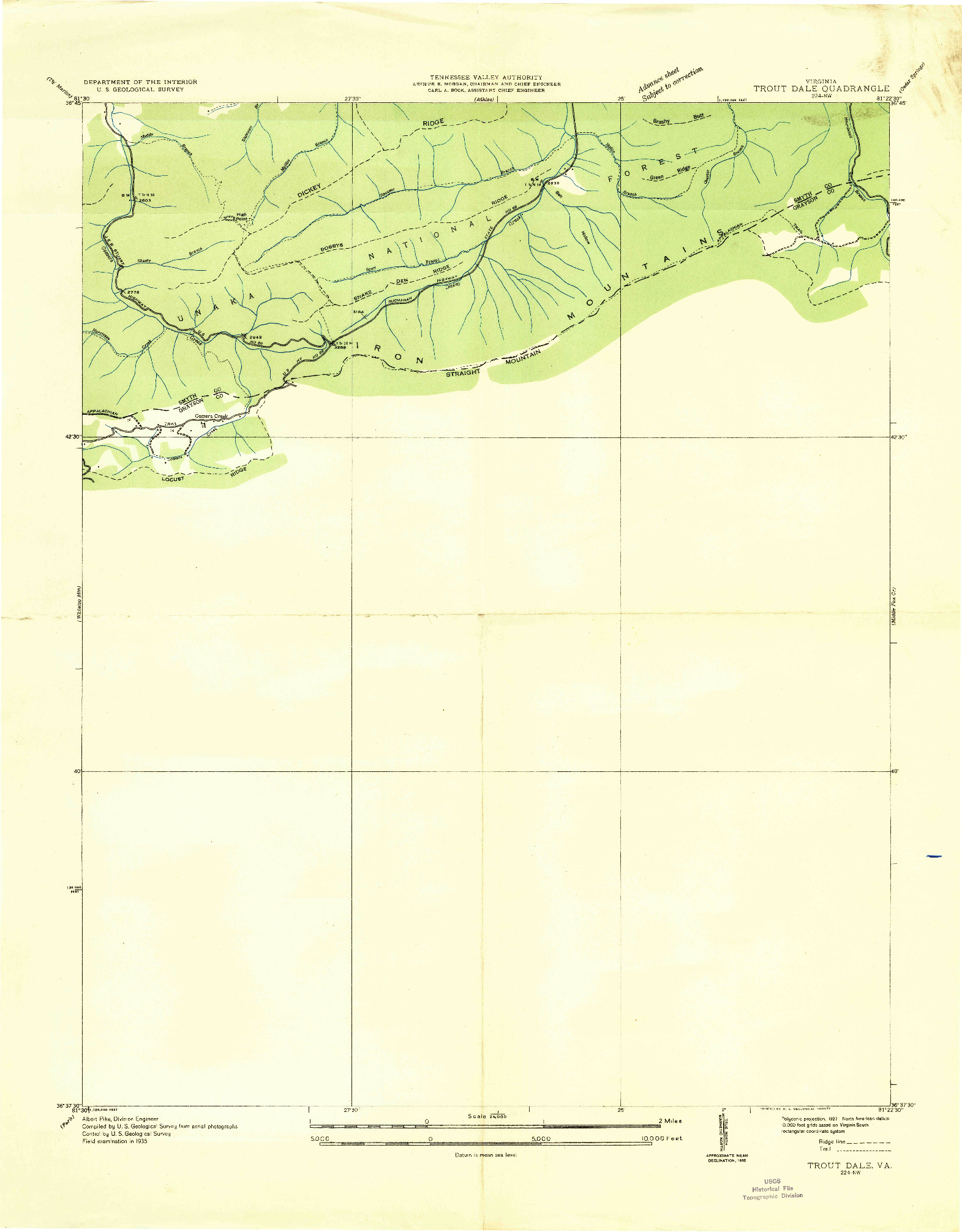 USGS 1:24000-SCALE QUADRANGLE FOR TROUT DALE, VA 1935
