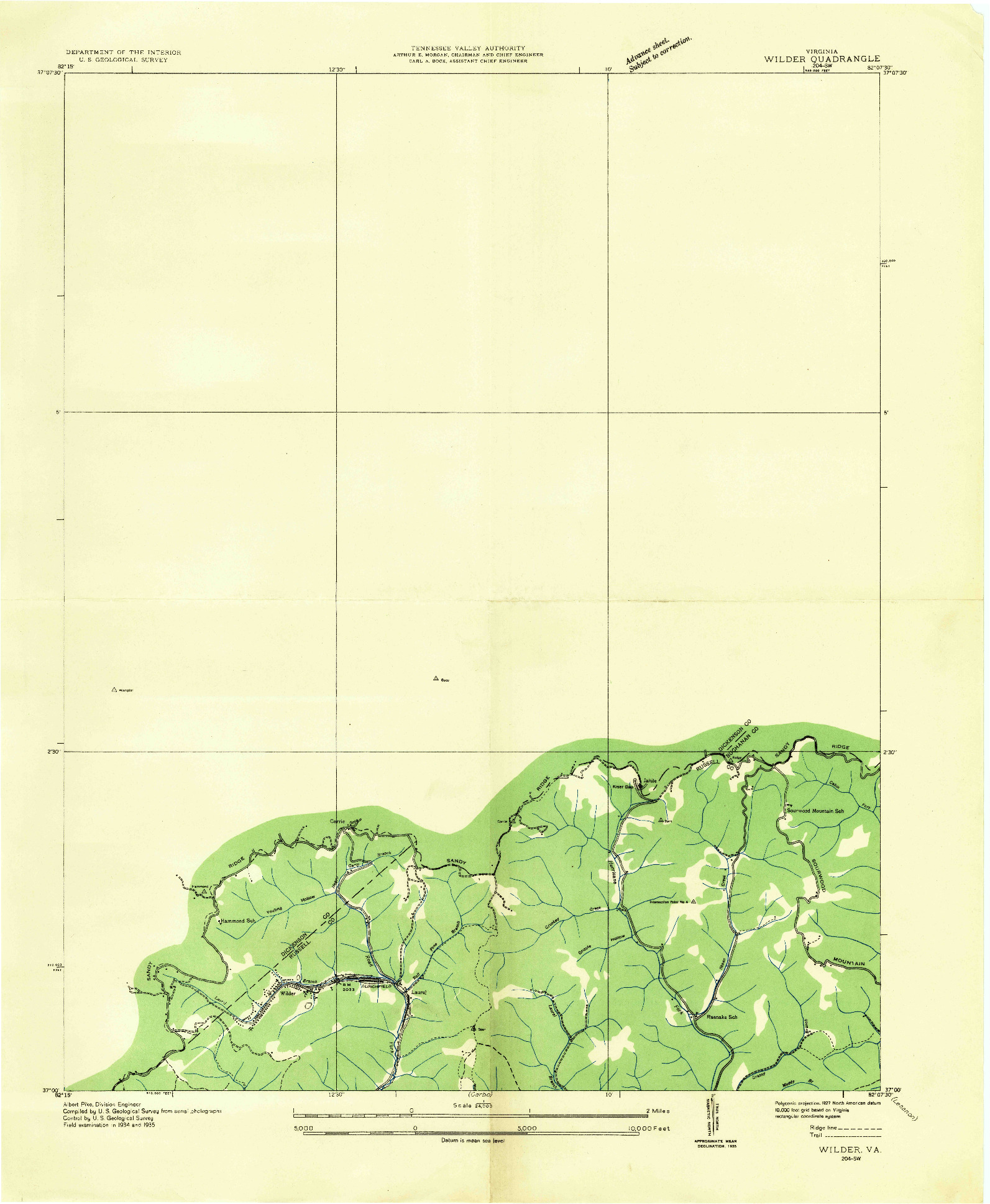 USGS 1:24000-SCALE QUADRANGLE FOR WILDER, VA 1935