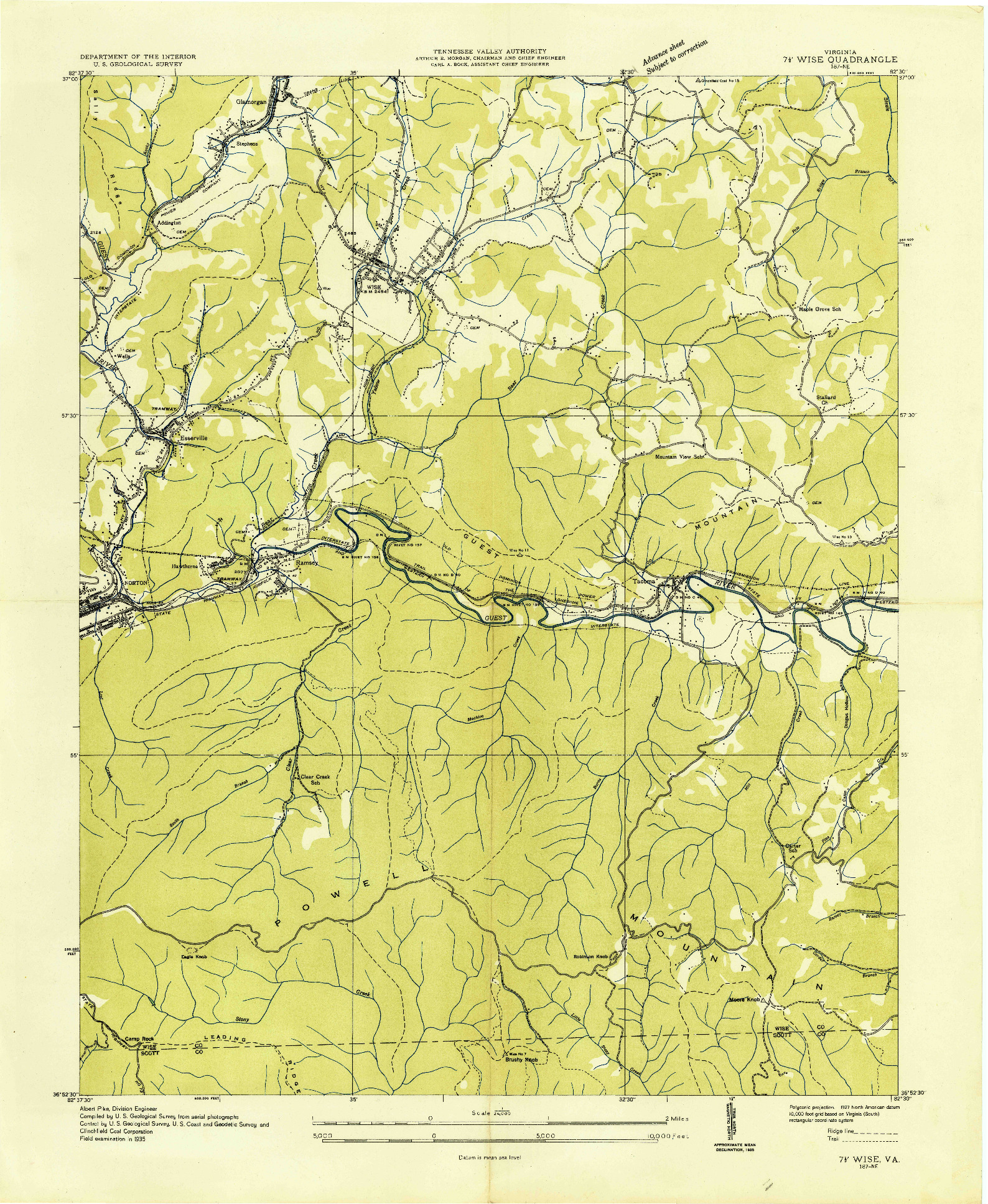 USGS 1:24000-SCALE QUADRANGLE FOR WISE, VA 1935