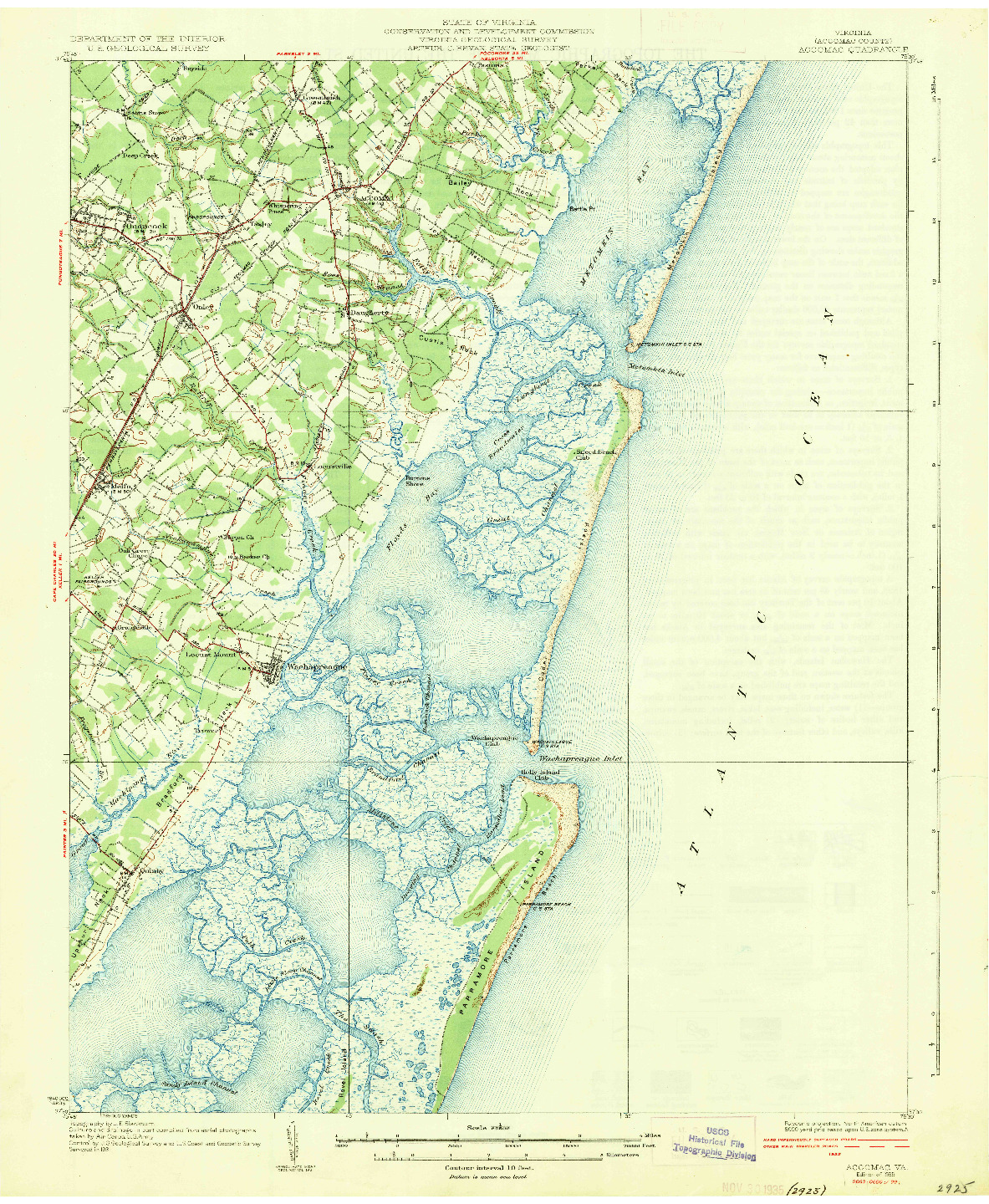 USGS 1:62500-SCALE QUADRANGLE FOR ACCOMAC, VA 1935