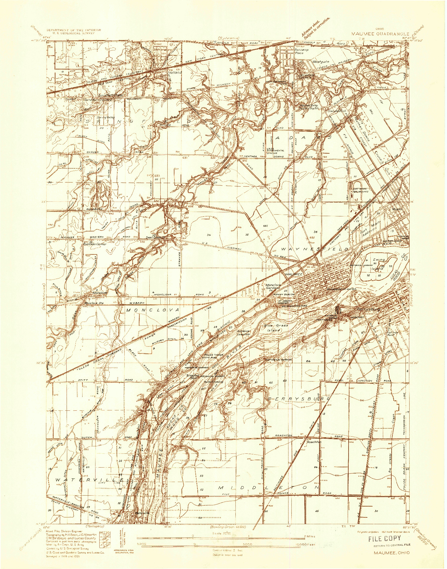 USGS 1:24000-SCALE QUADRANGLE FOR MAUMEE, OH 1935