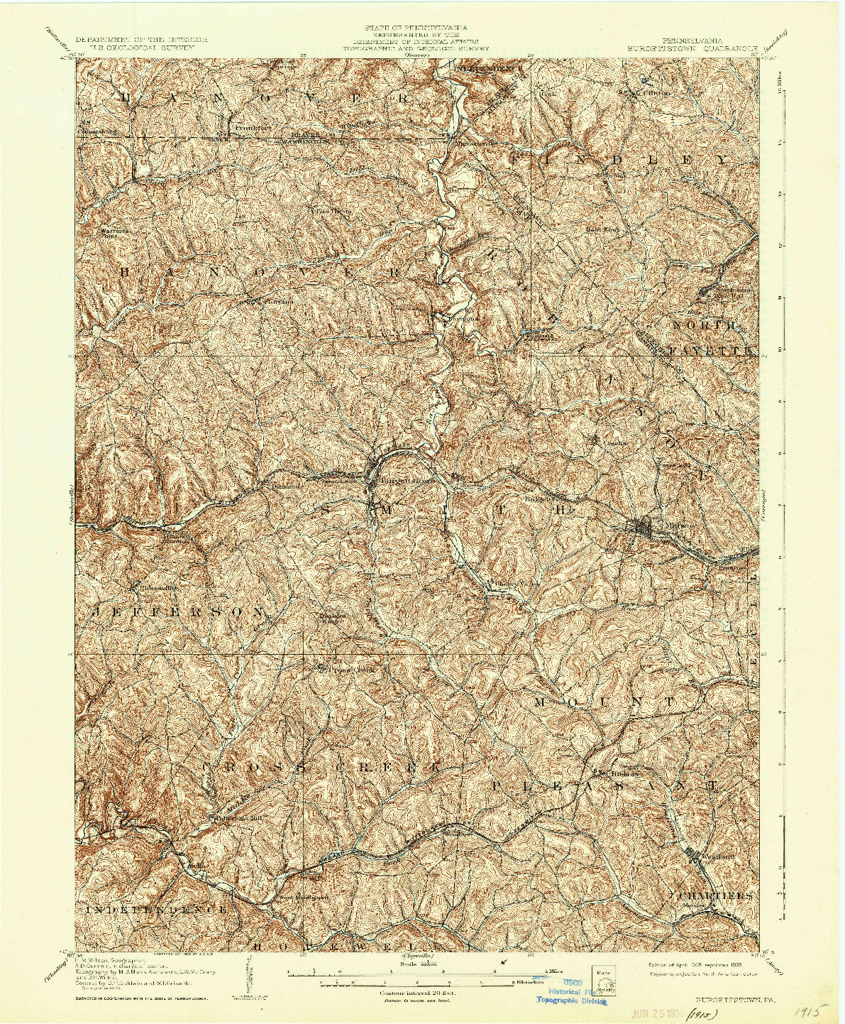 USGS 1:62500-SCALE QUADRANGLE FOR BURGETTSTOWN, PA 1906