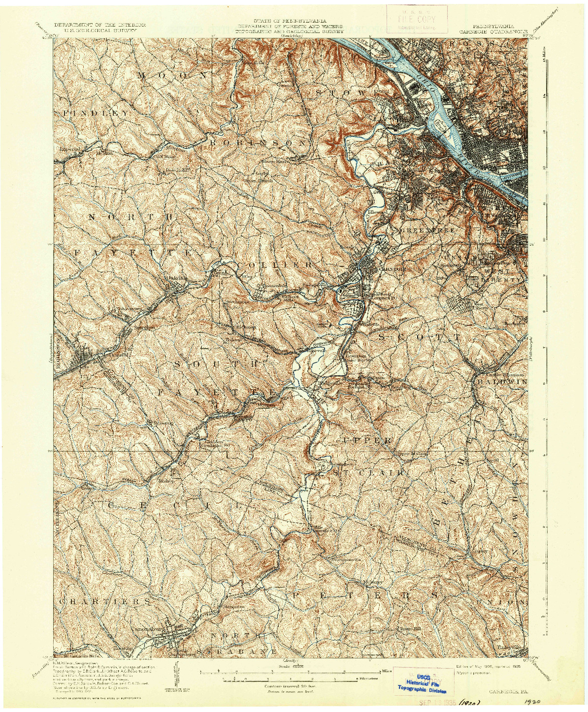 USGS 1:62500-SCALE QUADRANGLE FOR CARNEGIE, PA 1906