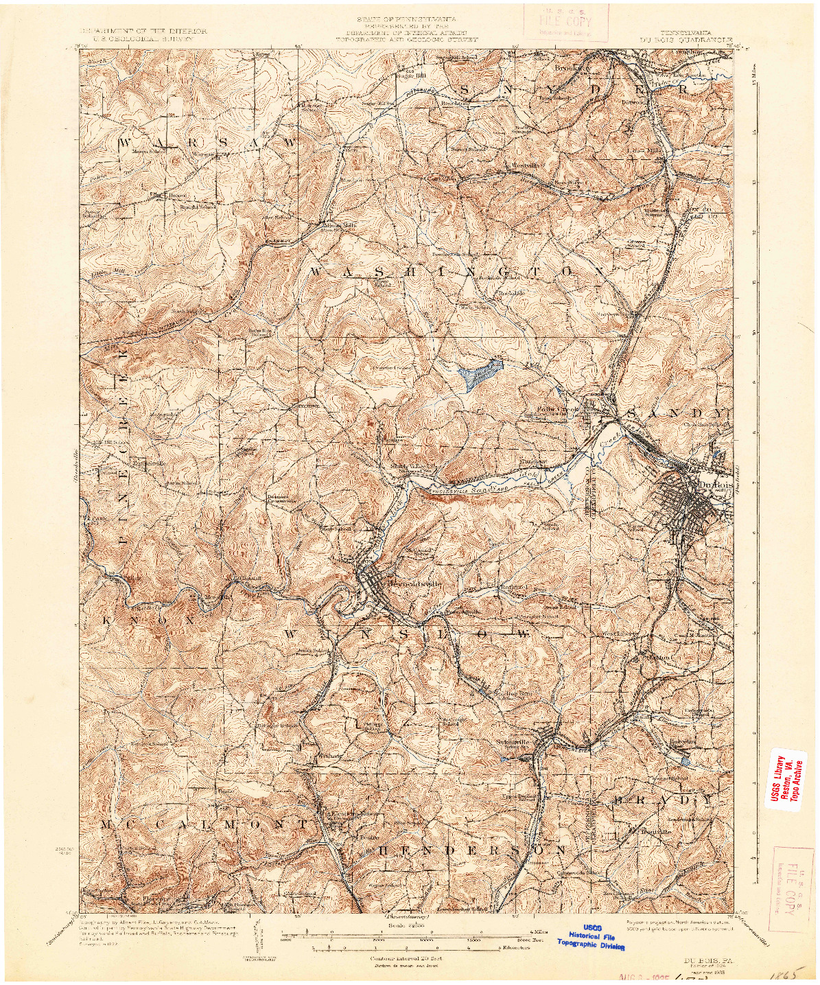 USGS 1:62500-SCALE QUADRANGLE FOR DU BOIS, PA 1924