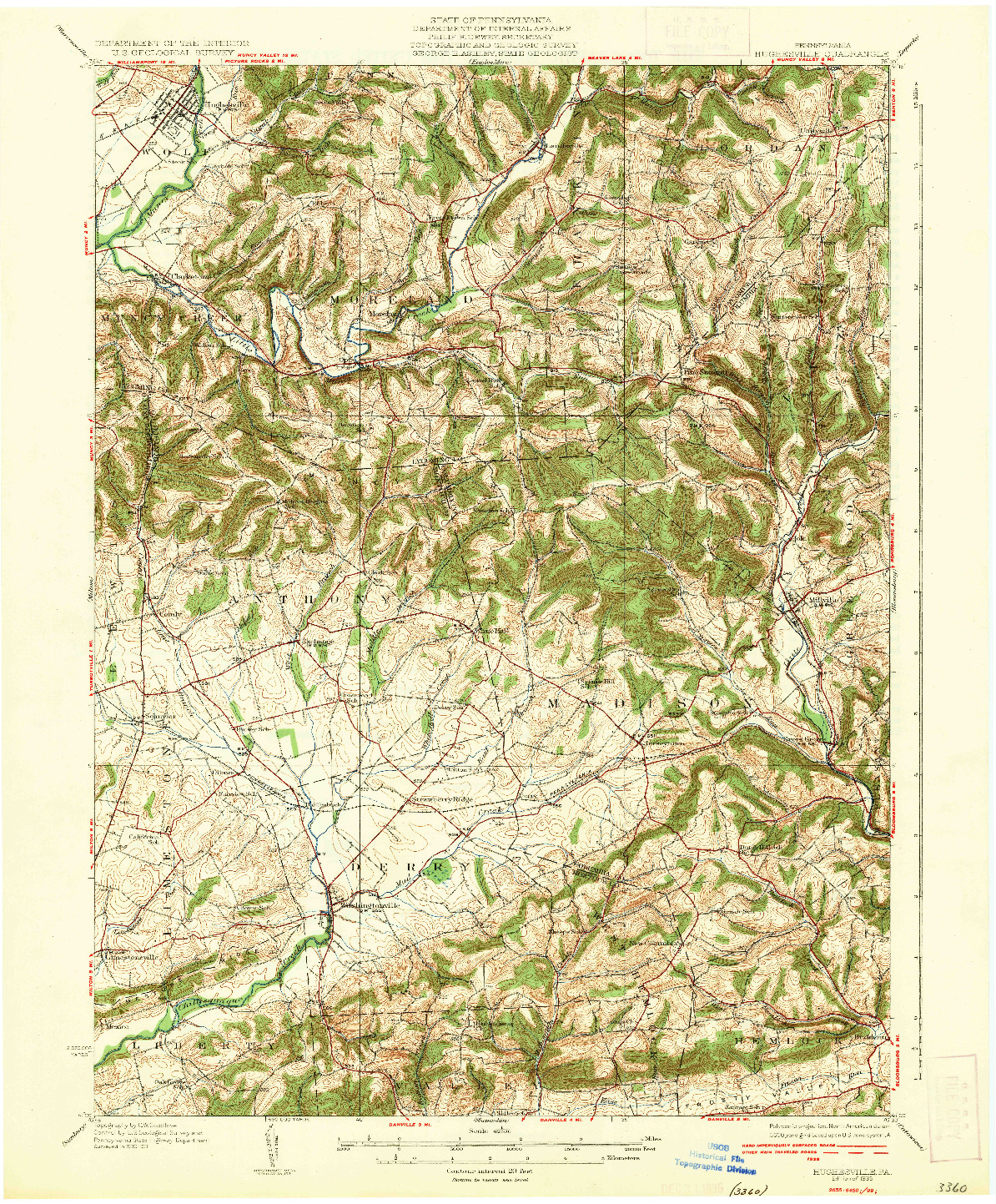 USGS 1:62500-SCALE QUADRANGLE FOR HUGHESVILLE, PA 1935