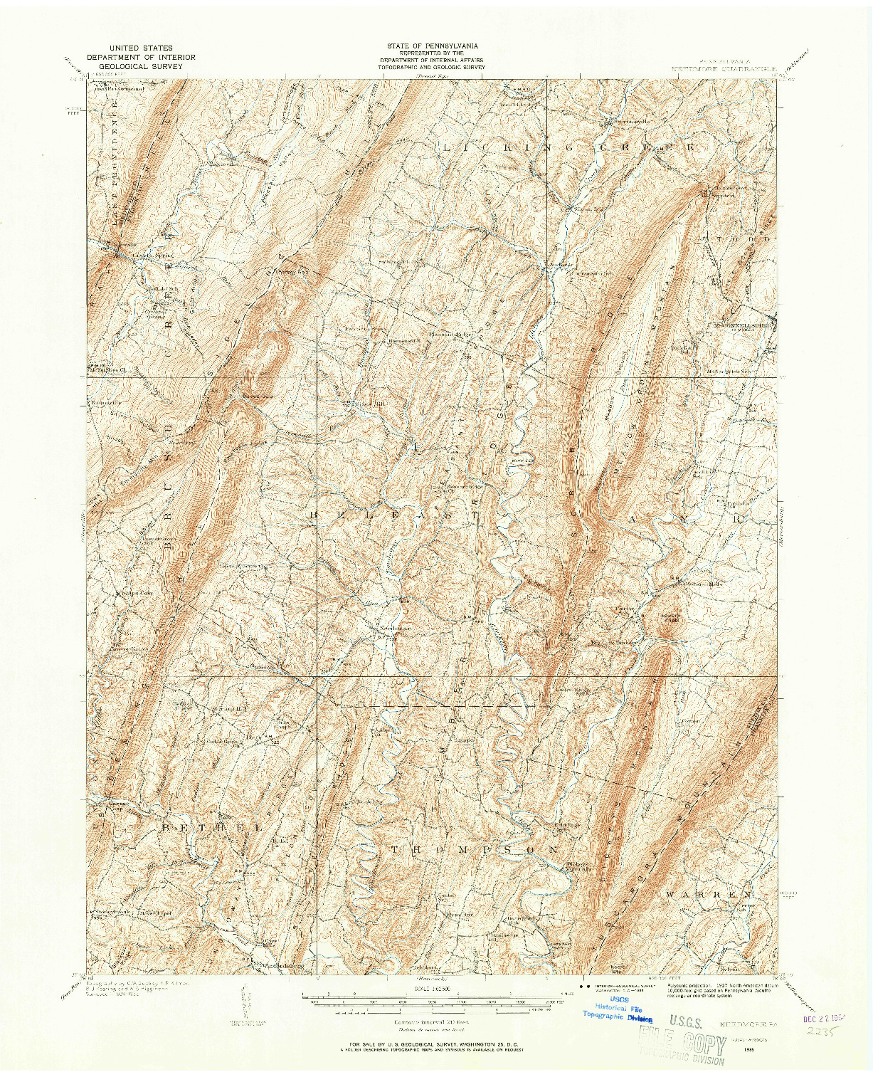 USGS 1:62500-SCALE QUADRANGLE FOR NEEDMORE, PA 1935