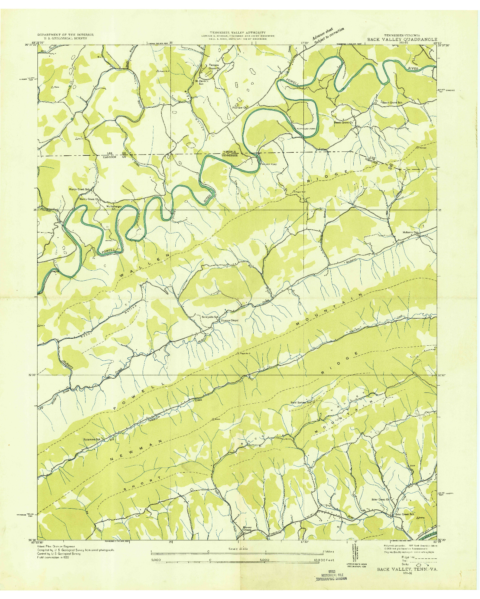 USGS 1:24000-SCALE QUADRANGLE FOR BACK VALLEY, TN 1935