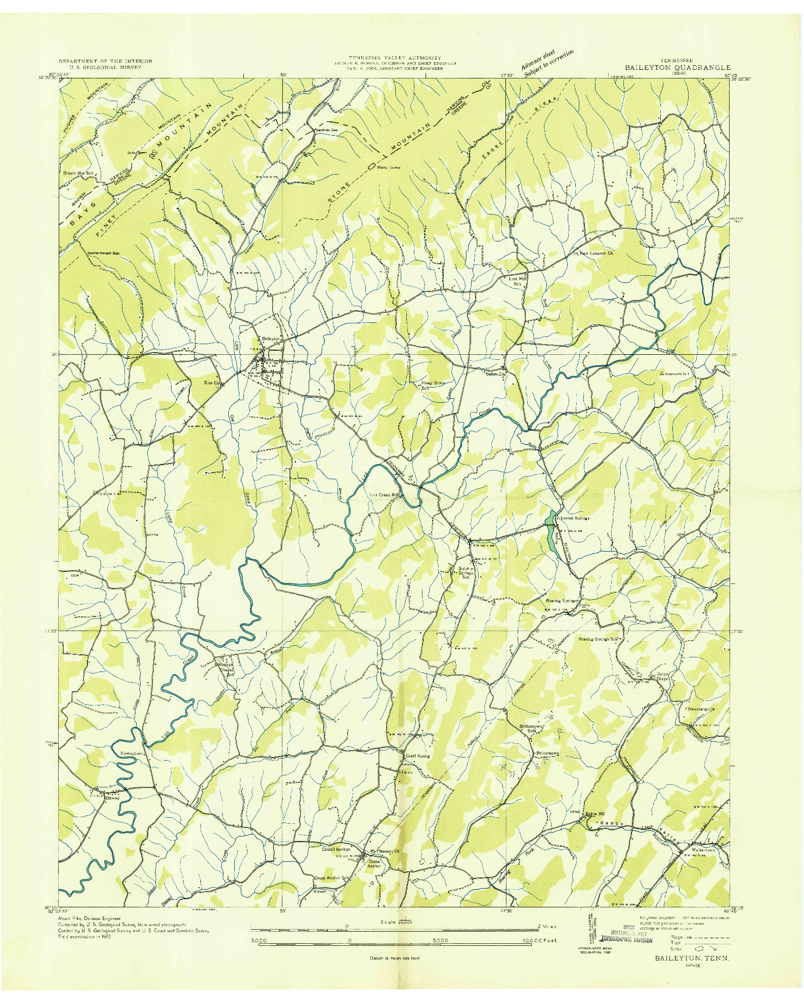 USGS 1:24000-SCALE QUADRANGLE FOR BAILEYTON, TN 1935