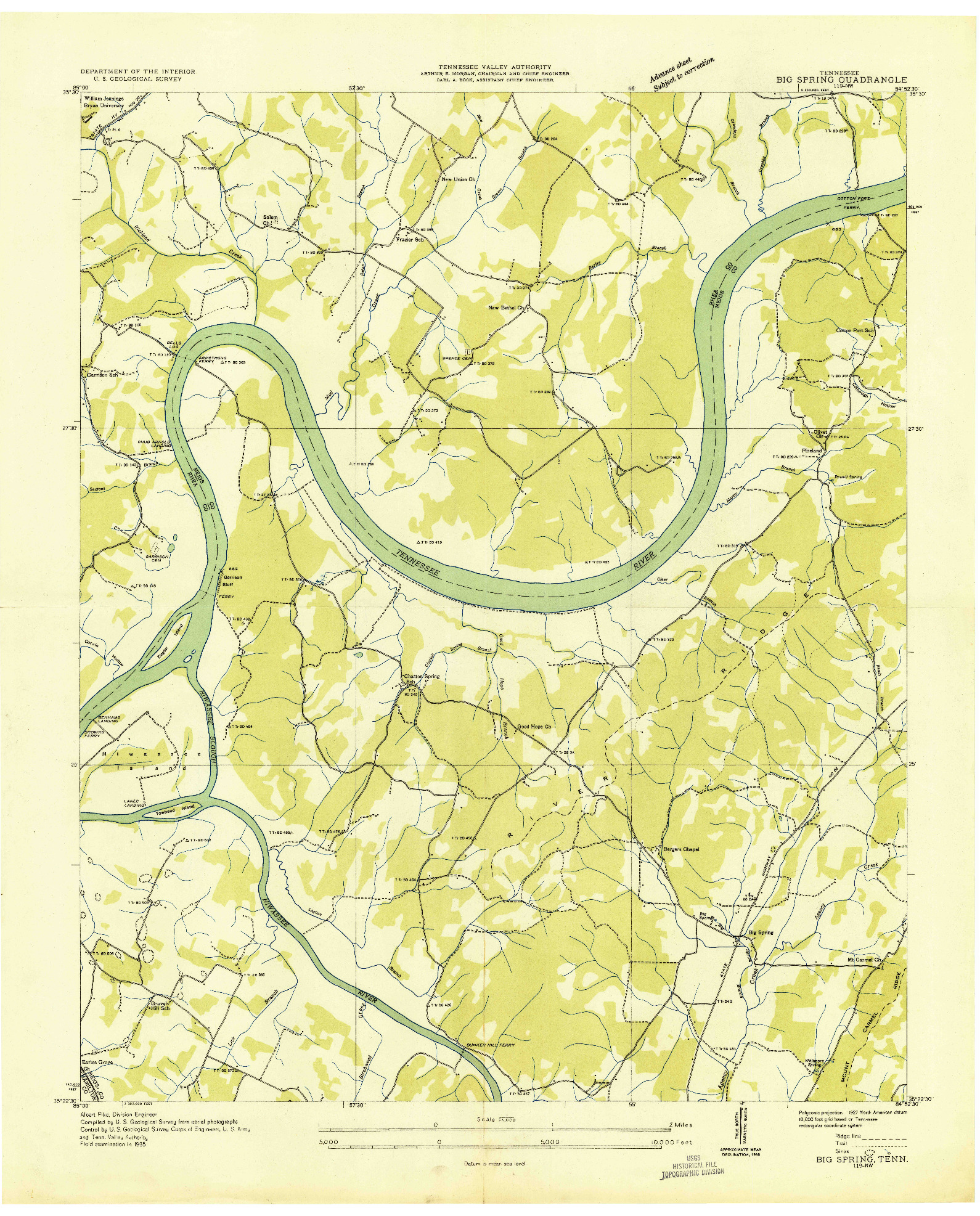 USGS 1:24000-SCALE QUADRANGLE FOR BIG SPRING, TN 1935