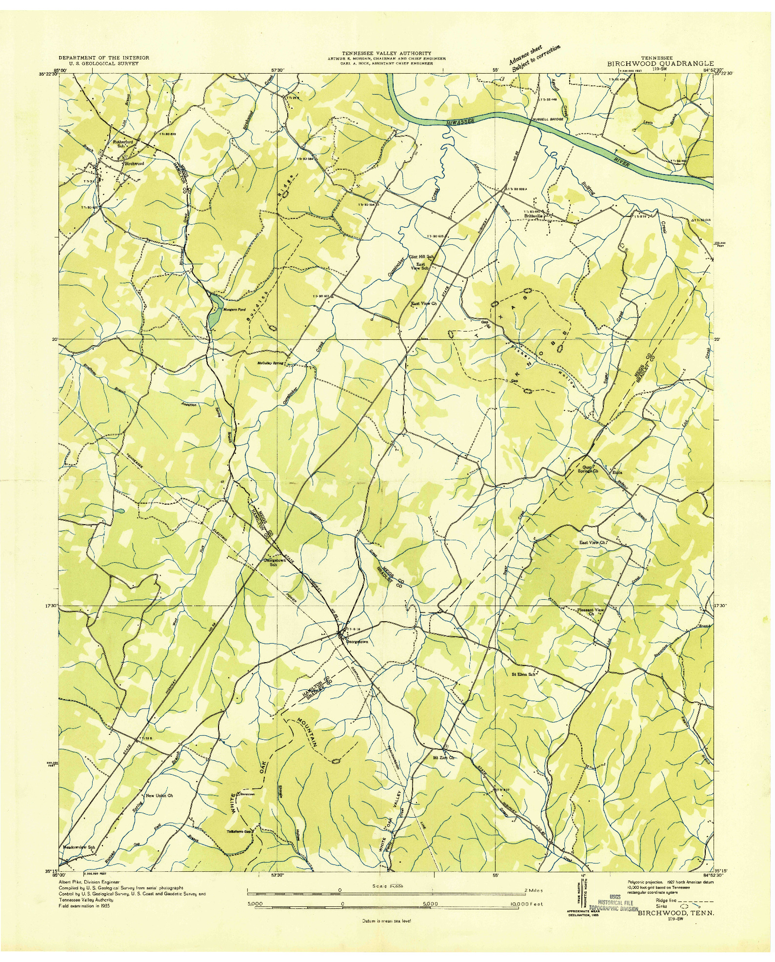 USGS 1:24000-SCALE QUADRANGLE FOR BIRCHWOOD, TN 1935
