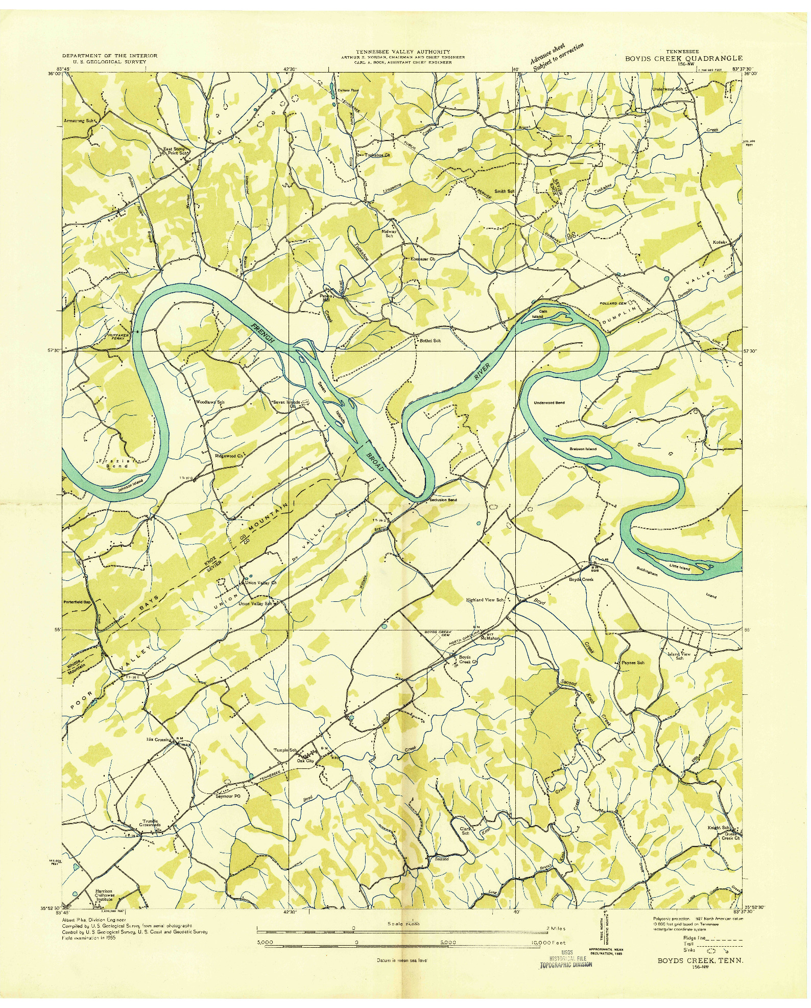 USGS 1:24000-SCALE QUADRANGLE FOR BOYDS CREEK, TN 1935