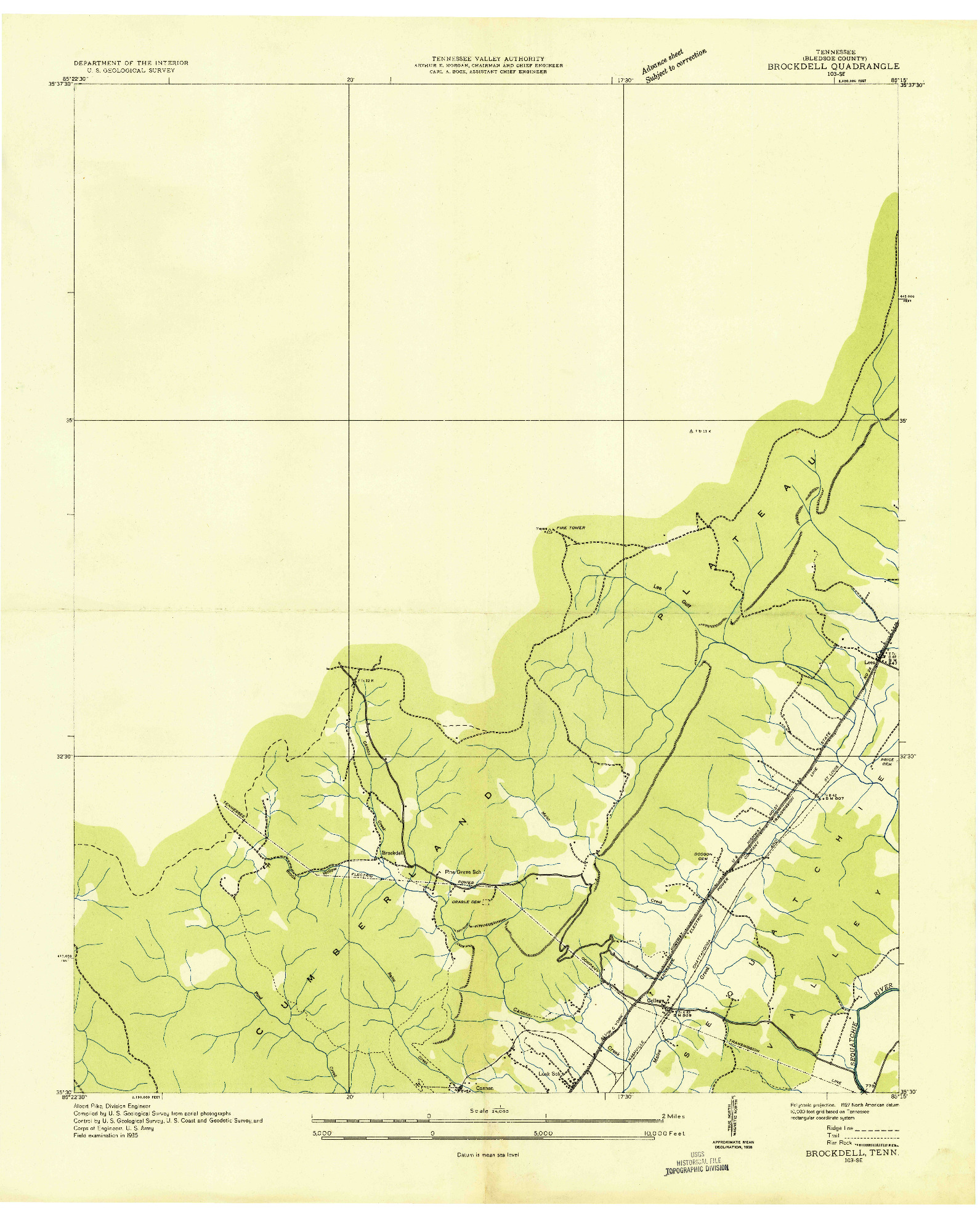 USGS 1:24000-SCALE QUADRANGLE FOR BROCKDELL, TN 1935