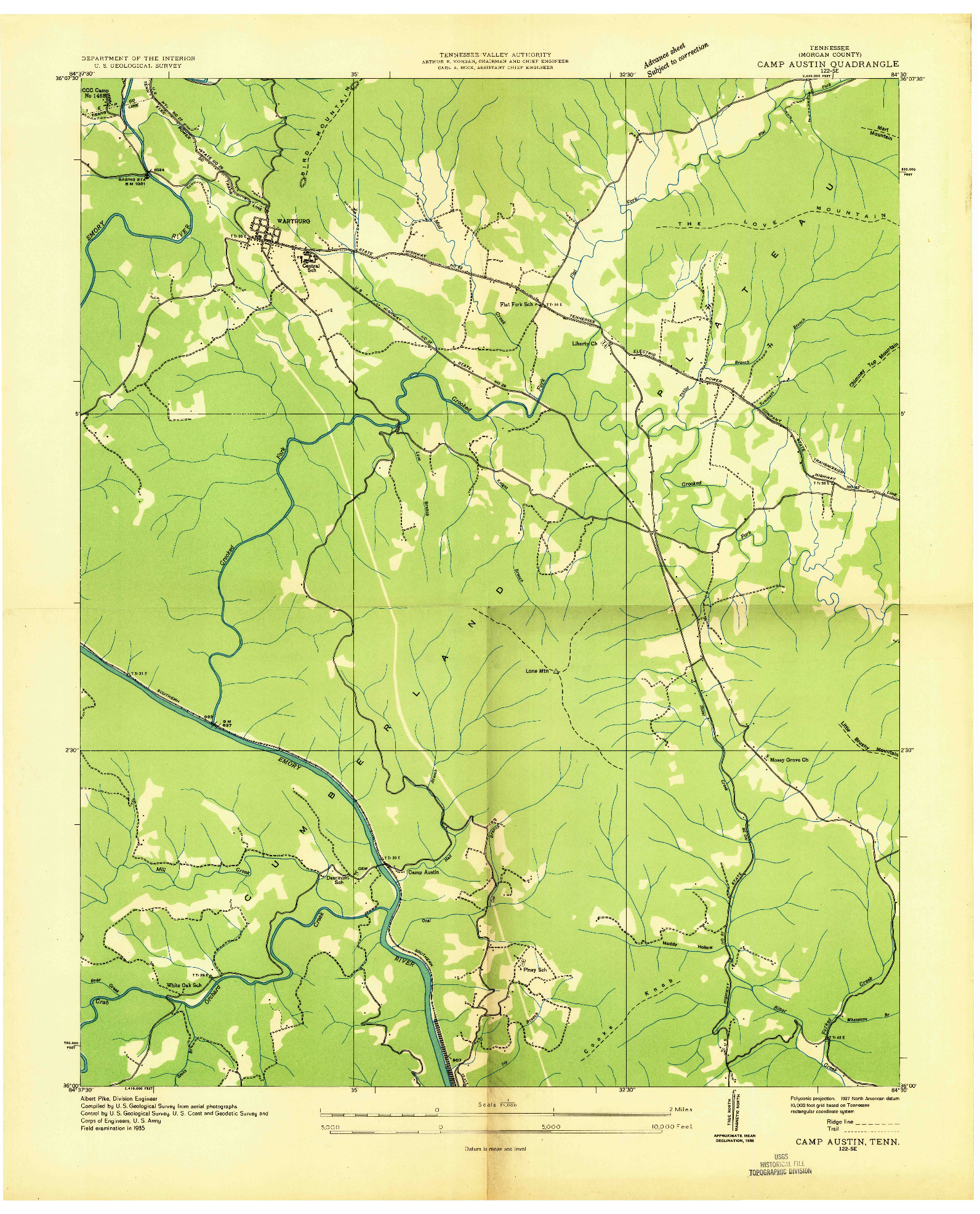 USGS 1:24000-SCALE QUADRANGLE FOR CAMP AUSTIN, TN 1935