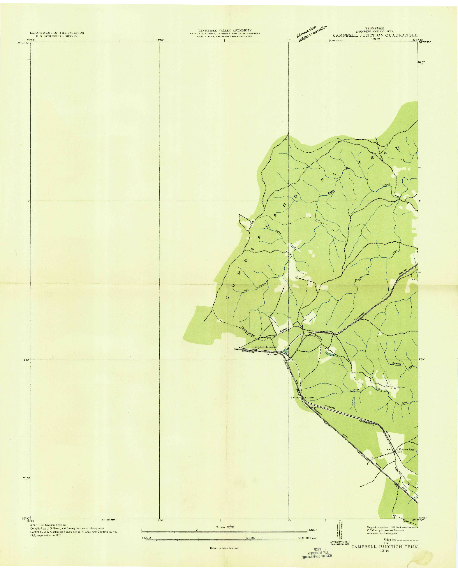 USGS 1:24000-SCALE QUADRANGLE FOR CAMPBELL JUNCTION, TN 1935