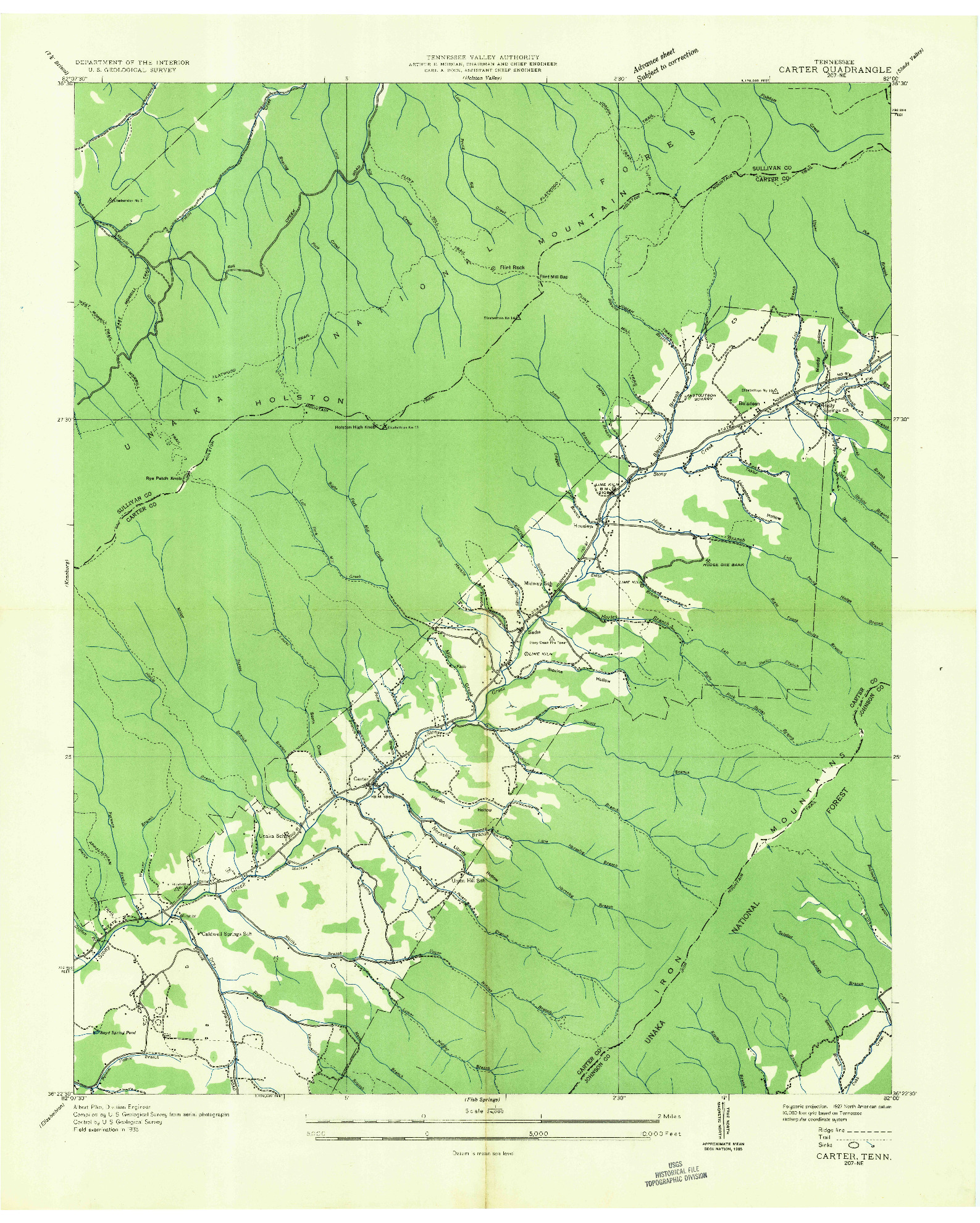 USGS 1:24000-SCALE QUADRANGLE FOR CARTER, TN 1935