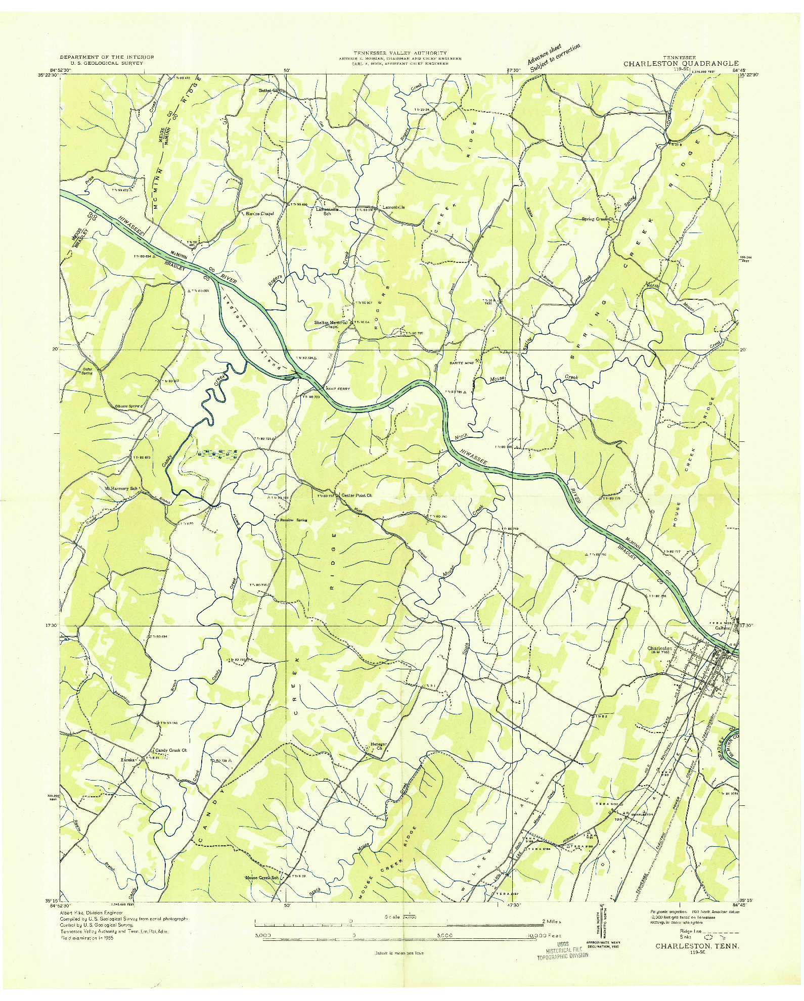 USGS 1:24000-SCALE QUADRANGLE FOR CHARLESTON, TN 1935