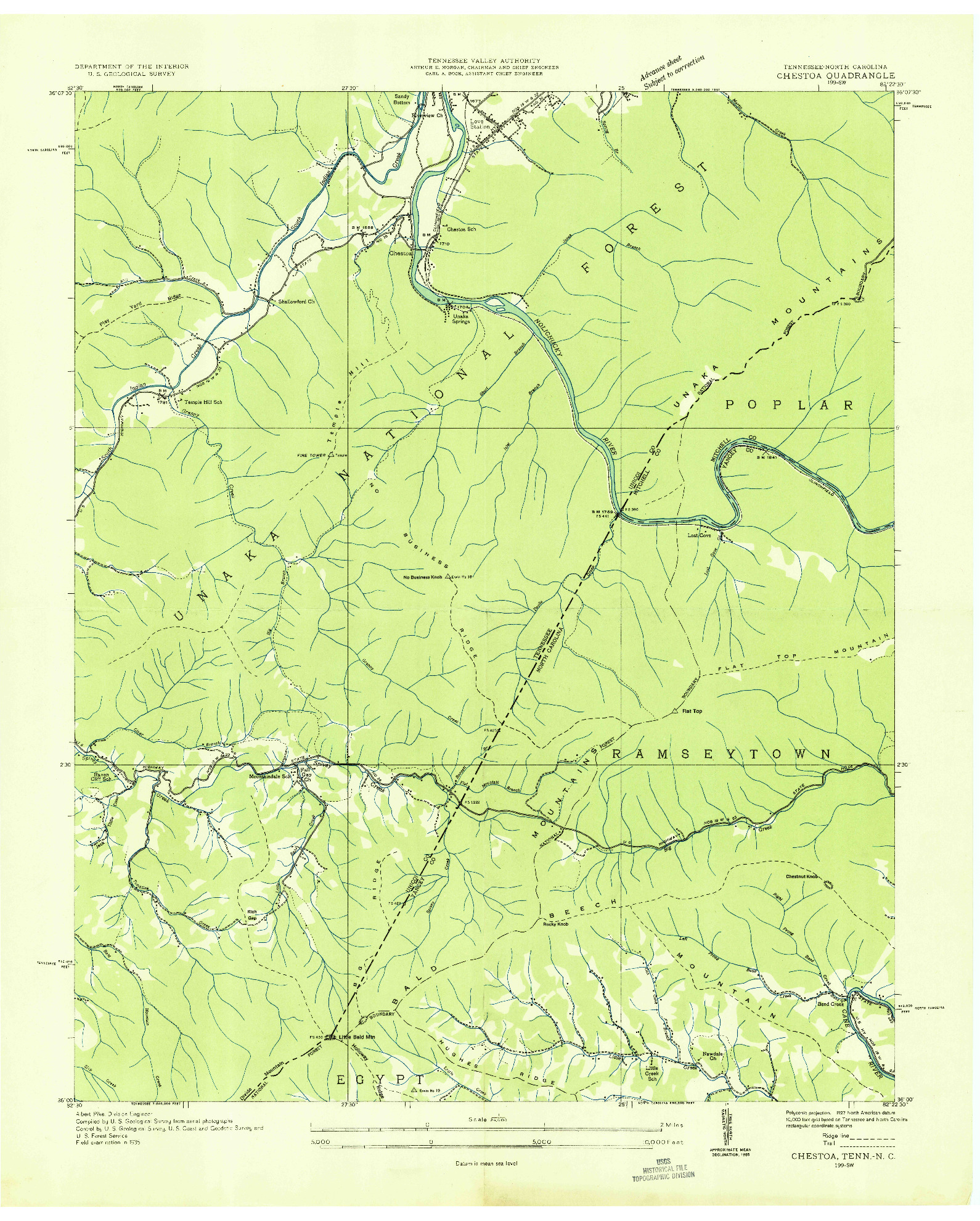 USGS 1:24000-SCALE QUADRANGLE FOR CHESTOA, TN 1935
