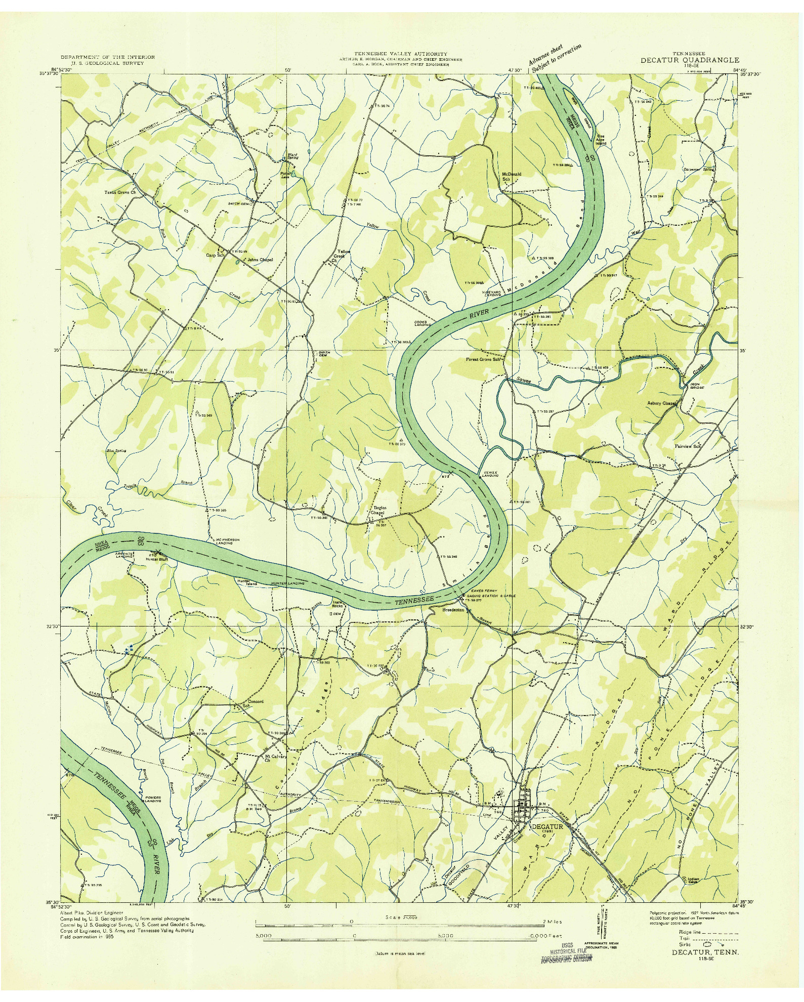USGS 1:24000-SCALE QUADRANGLE FOR DECATUR, TN 1935