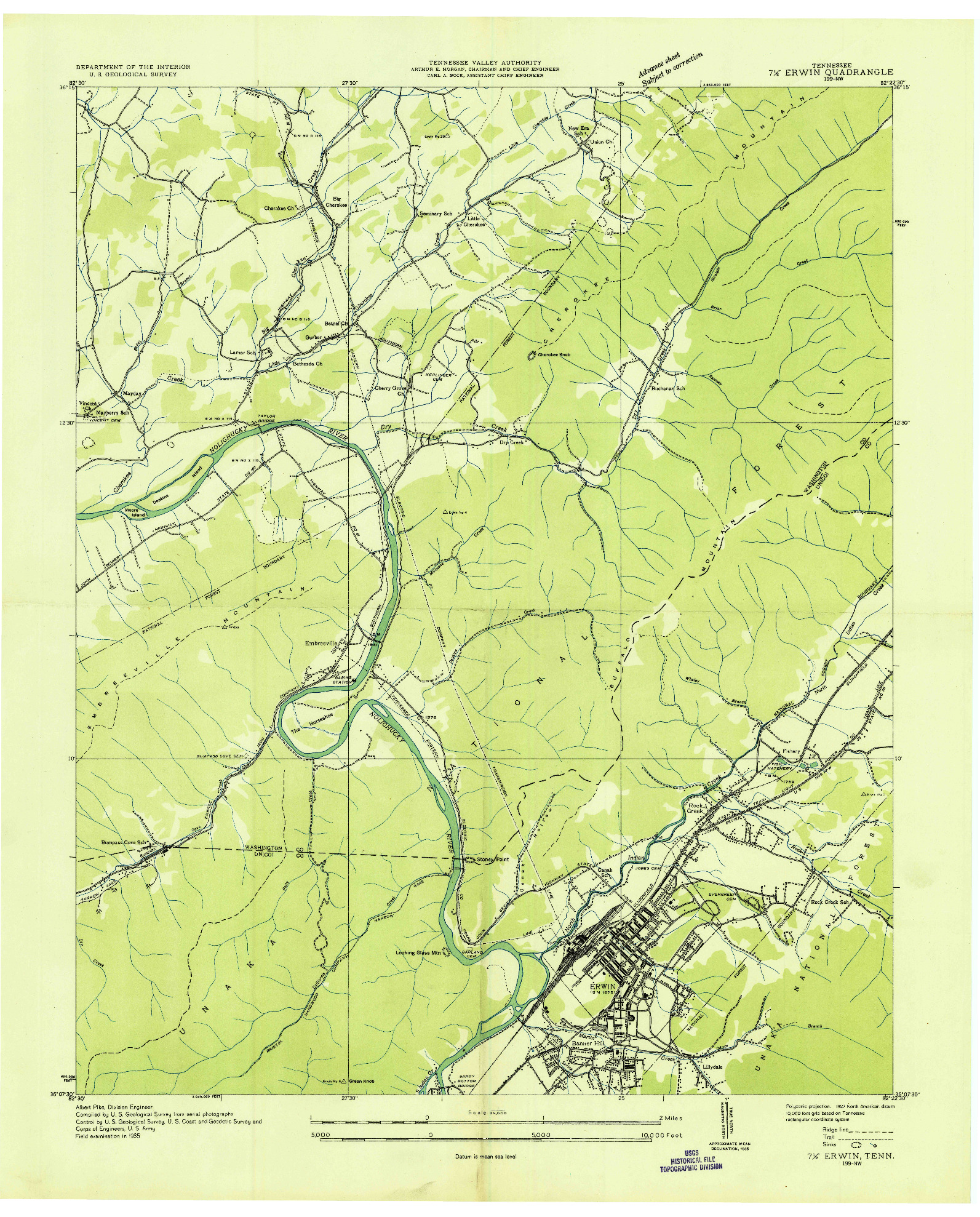 USGS 1:24000-SCALE QUADRANGLE FOR ERWIN, TN 1935