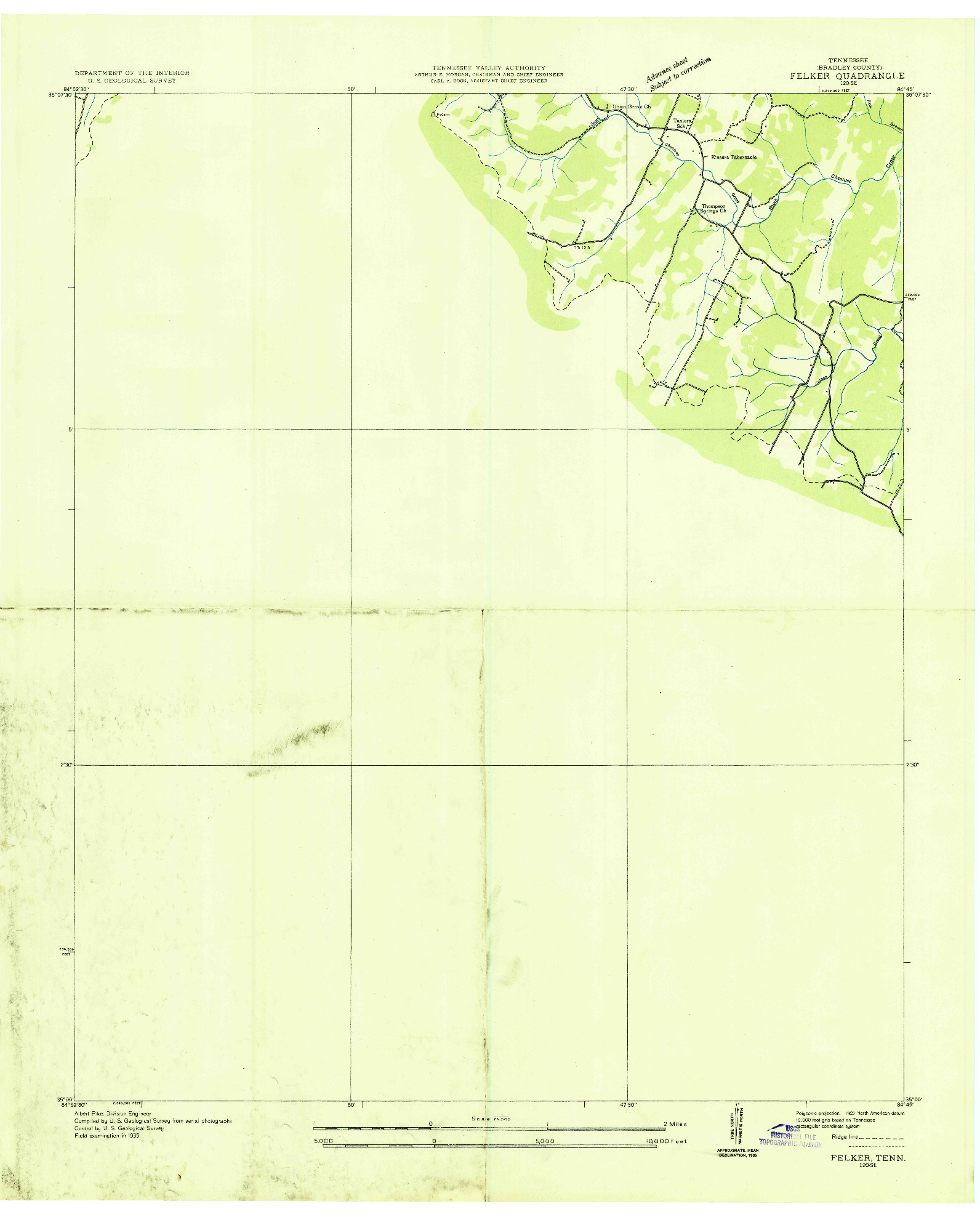 USGS 1:24000-SCALE QUADRANGLE FOR FELKER, TN 1935