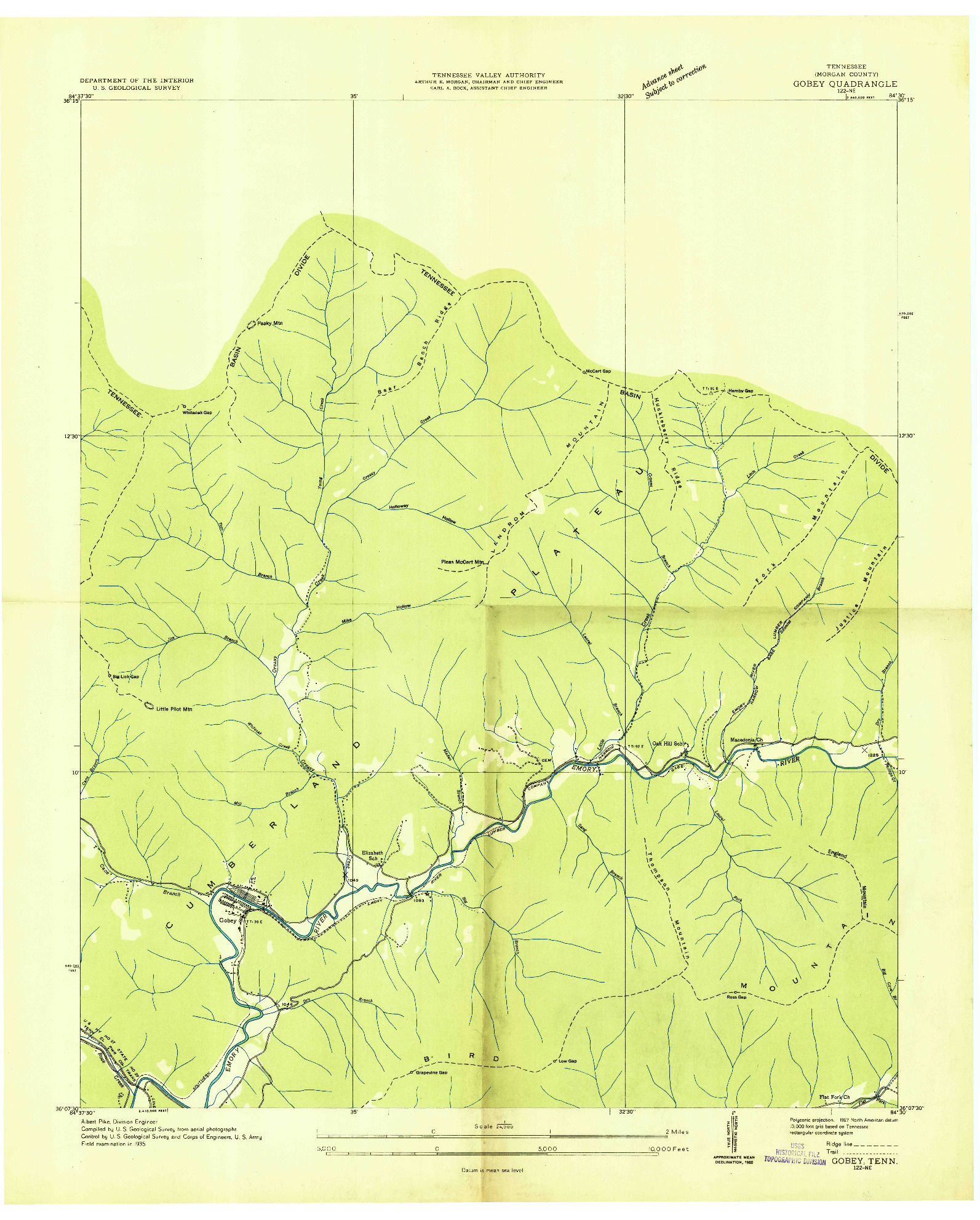 USGS 1:24000-SCALE QUADRANGLE FOR GOBEY, TN 1935