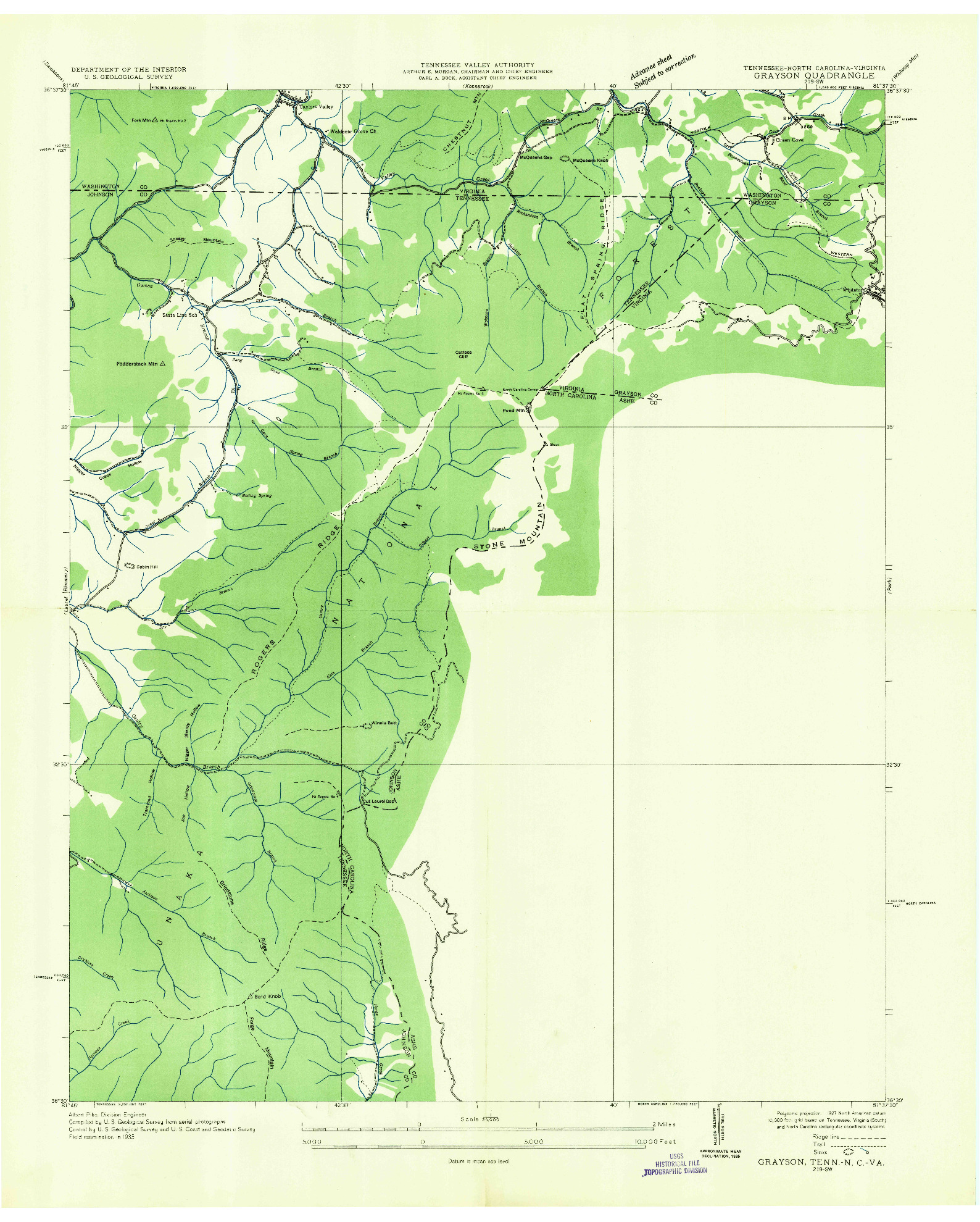 USGS 1:24000-SCALE QUADRANGLE FOR GRAYSON, TN 1935