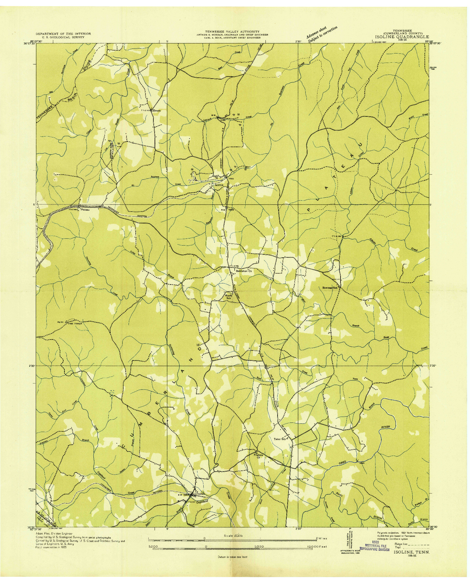 USGS 1:24000-SCALE QUADRANGLE FOR ISOLINE, TN 1935