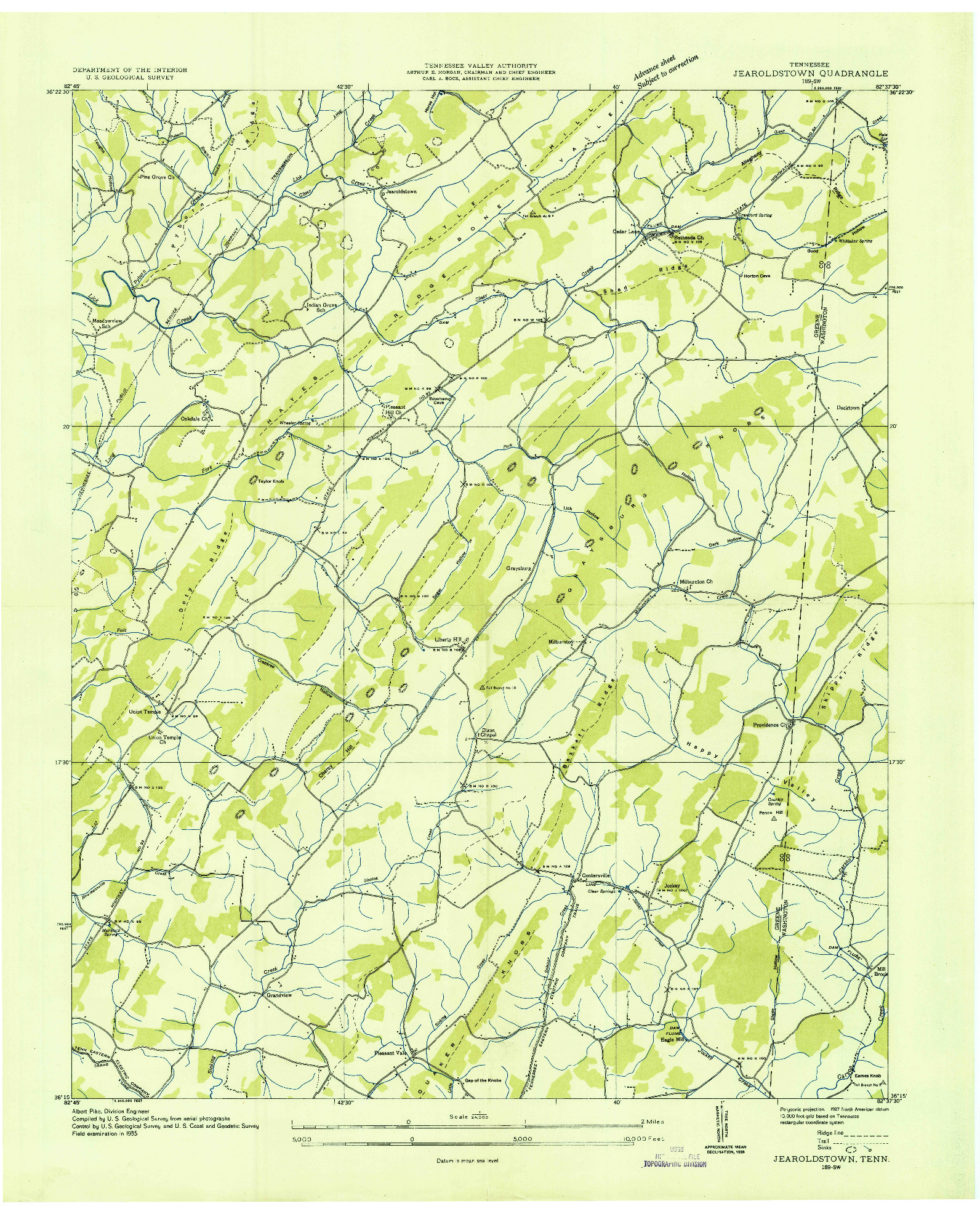 USGS 1:24000-SCALE QUADRANGLE FOR JEAROLDSTOWN, TN 1935