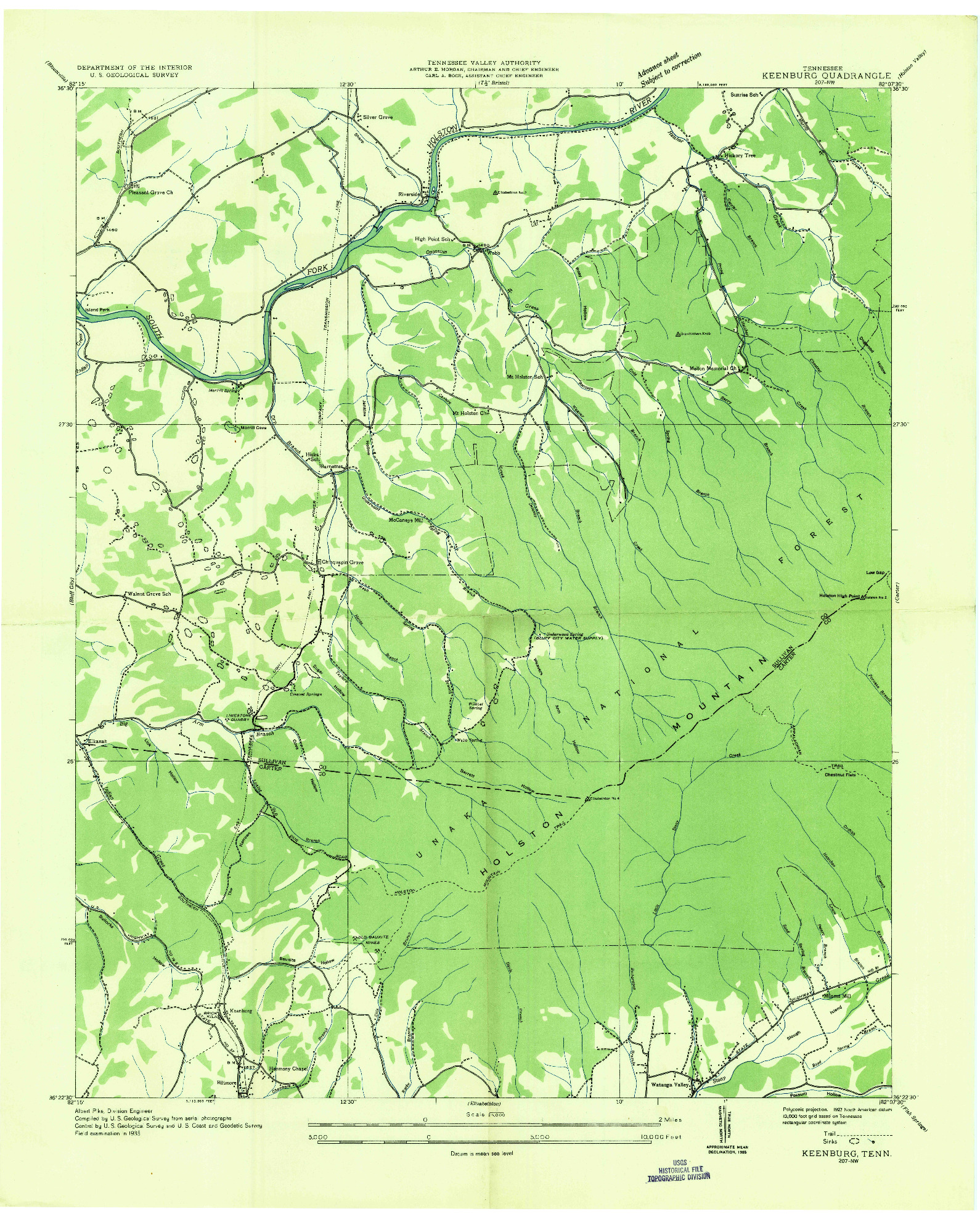 USGS 1:24000-SCALE QUADRANGLE FOR KEENBURG, TN 1935
