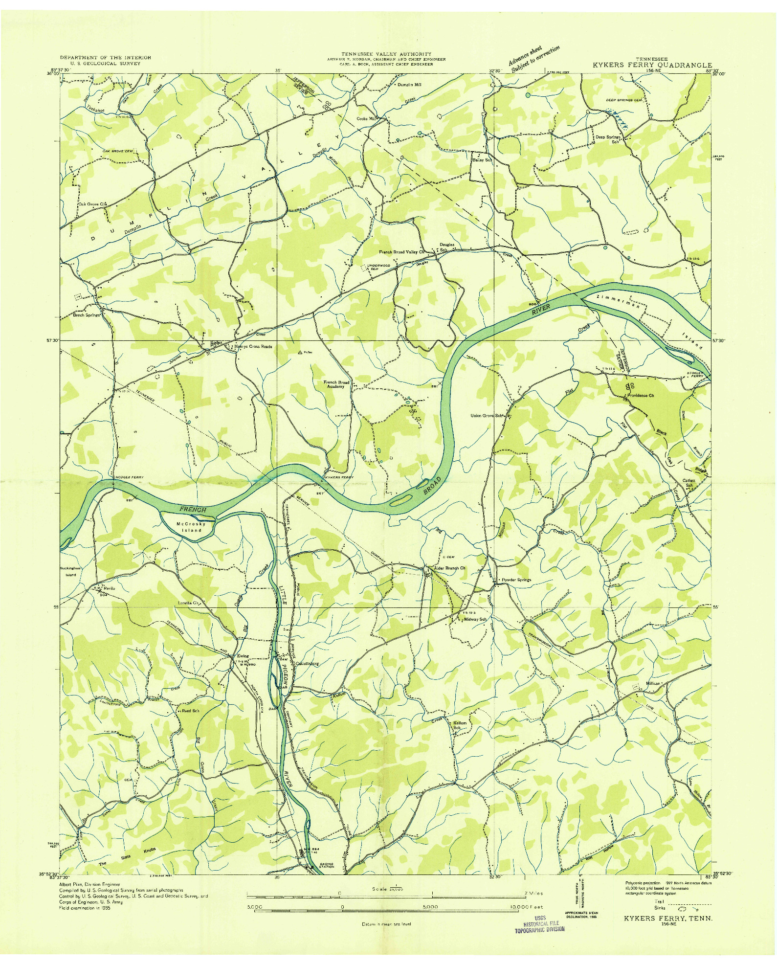 USGS 1:24000-SCALE QUADRANGLE FOR KYKERS FERRY, TN 1935