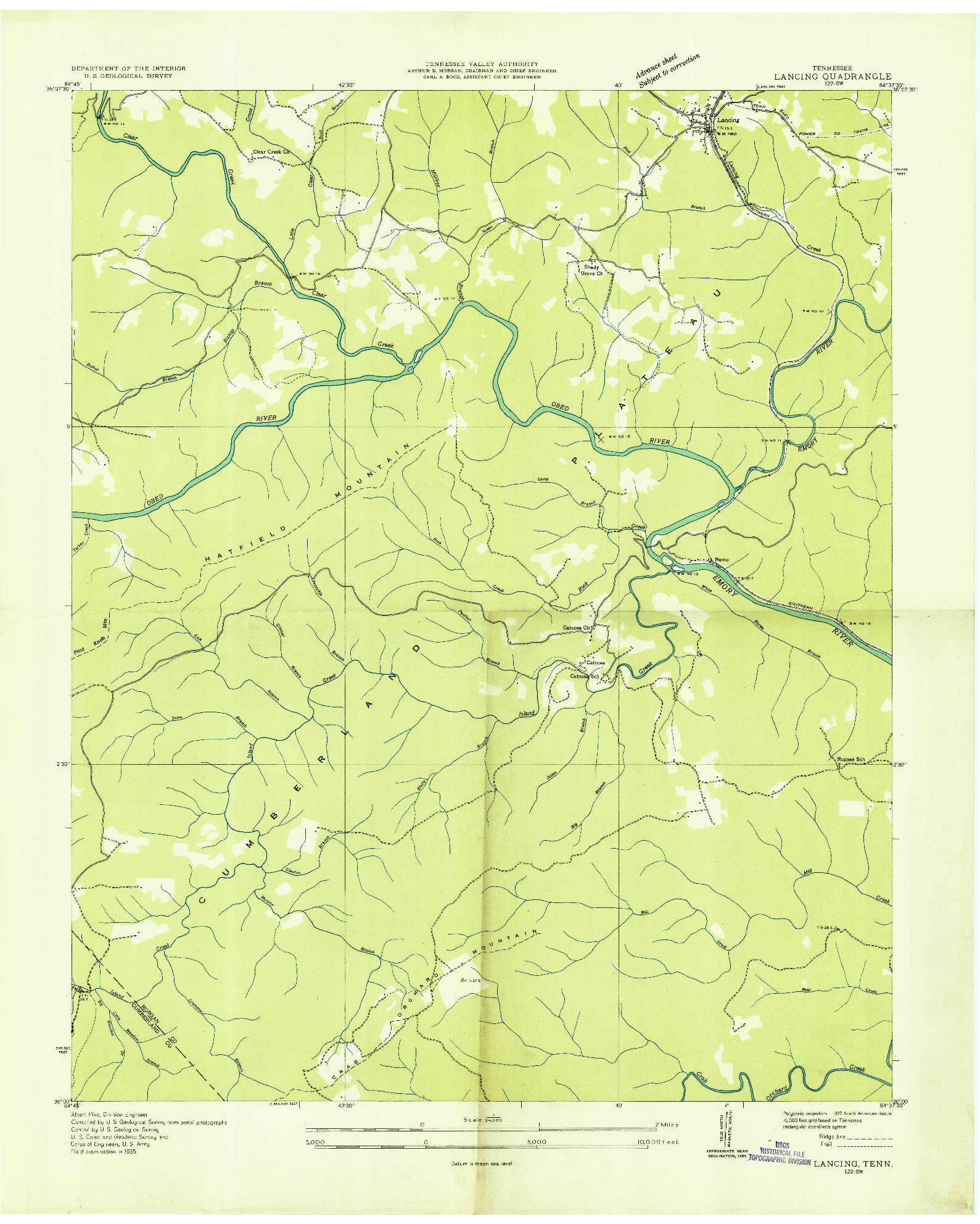 USGS 1:24000-SCALE QUADRANGLE FOR LANCING, TN 1935