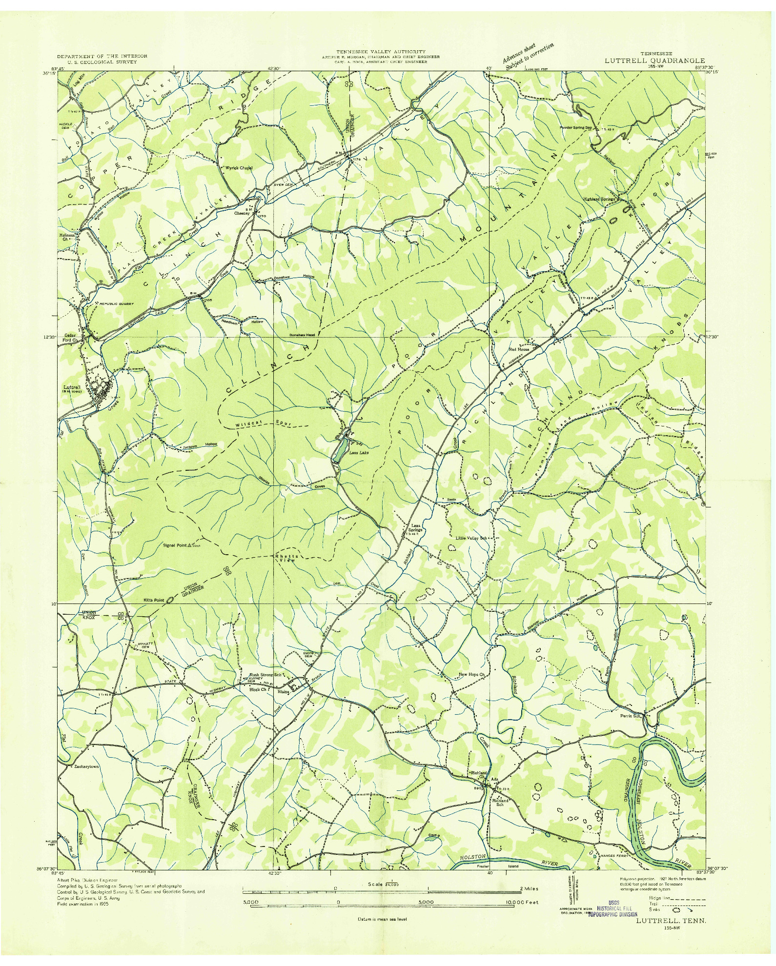 USGS 1:24000-SCALE QUADRANGLE FOR LUTTRELL, TN 1935