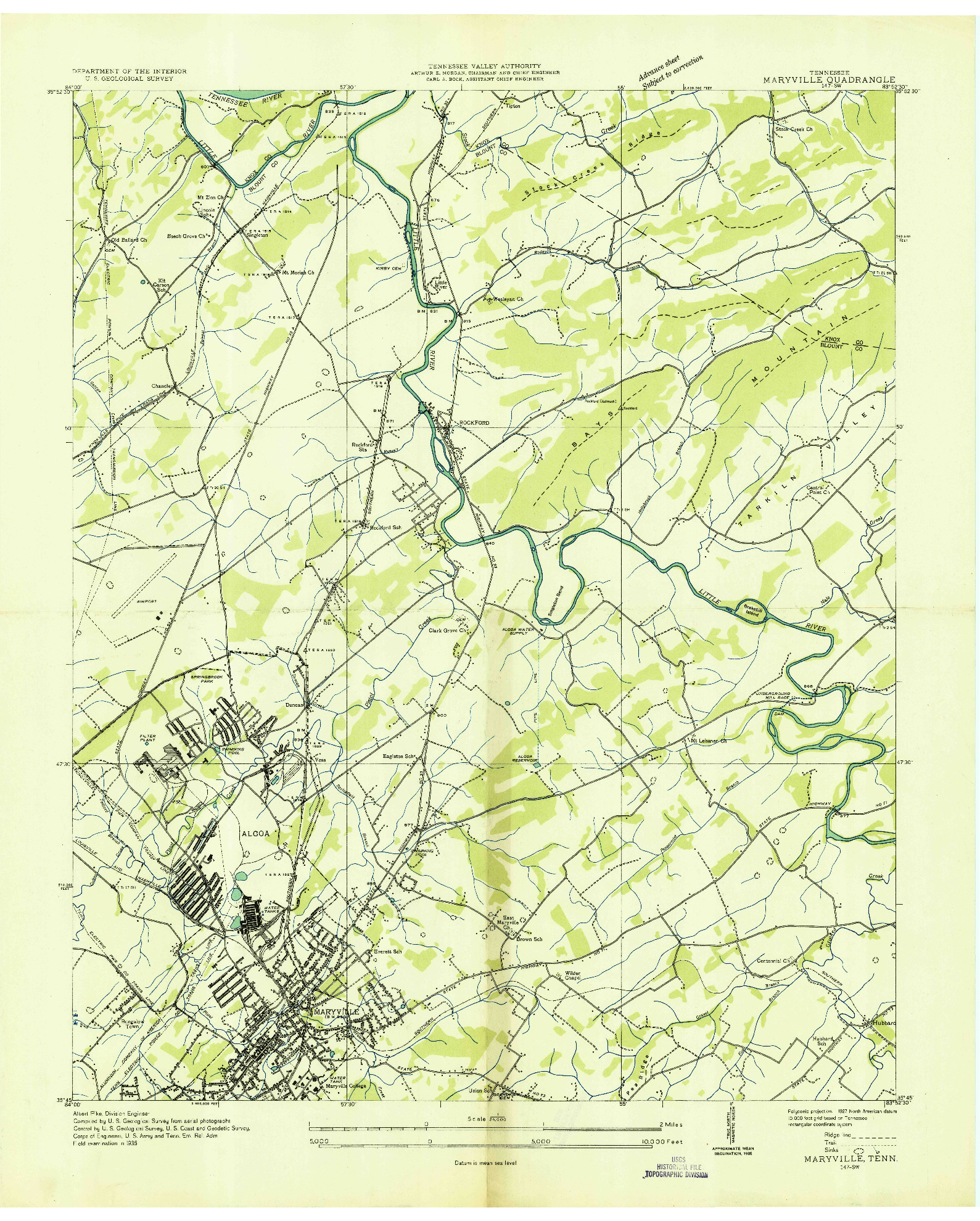 USGS 1:24000-SCALE QUADRANGLE FOR MARYVILLE, TN 1935