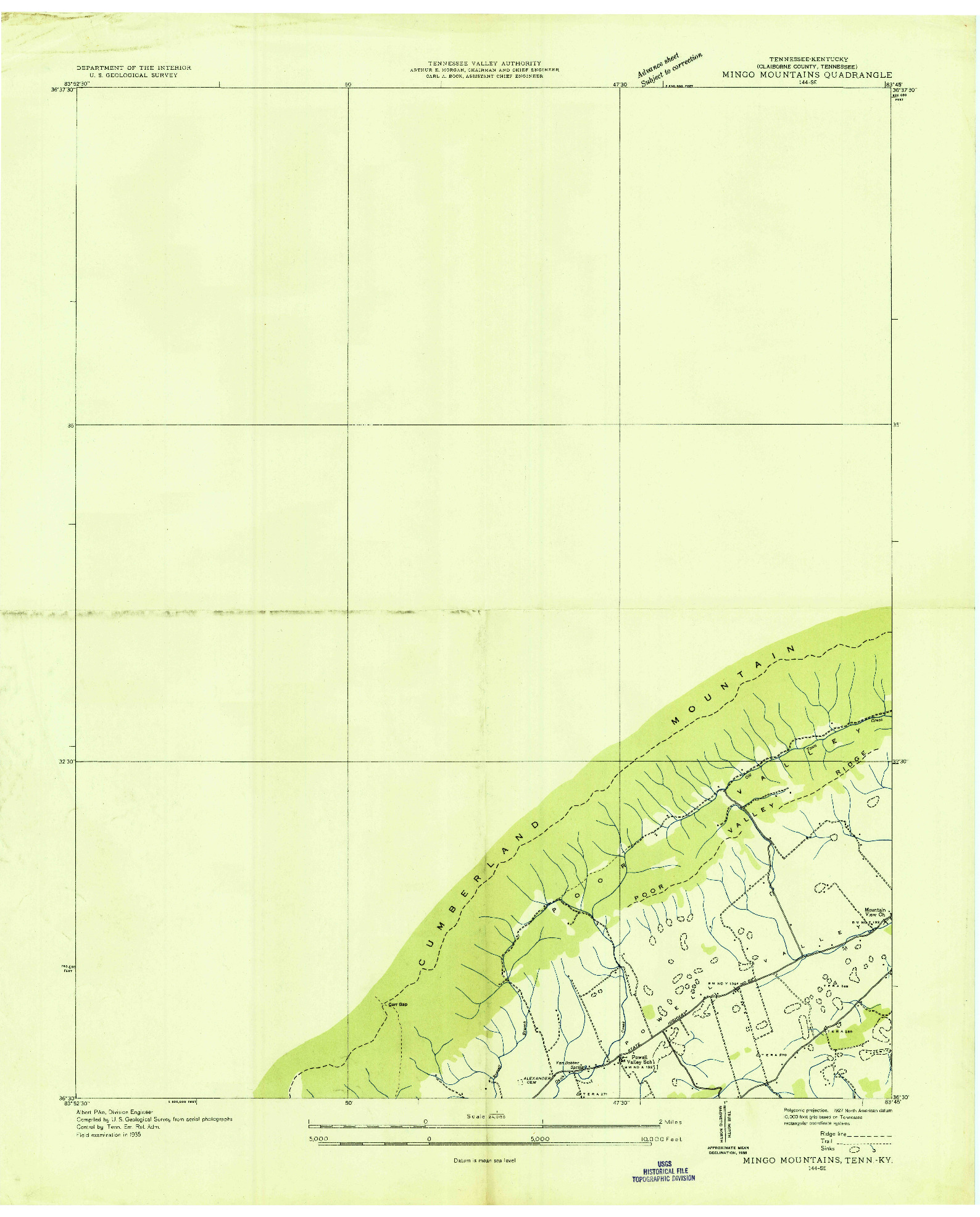 USGS 1:24000-SCALE QUADRANGLE FOR MINGO MOUNTAINS, TN 1935