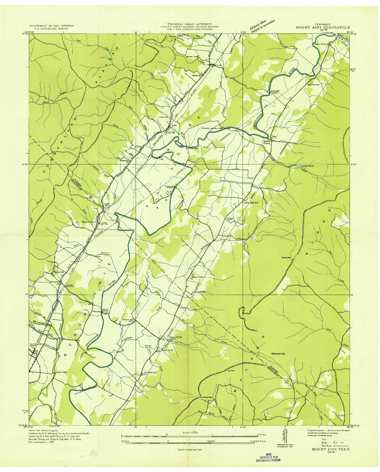USGS 1:24000-SCALE QUADRANGLE FOR MOUNT AIRY, TN 1935