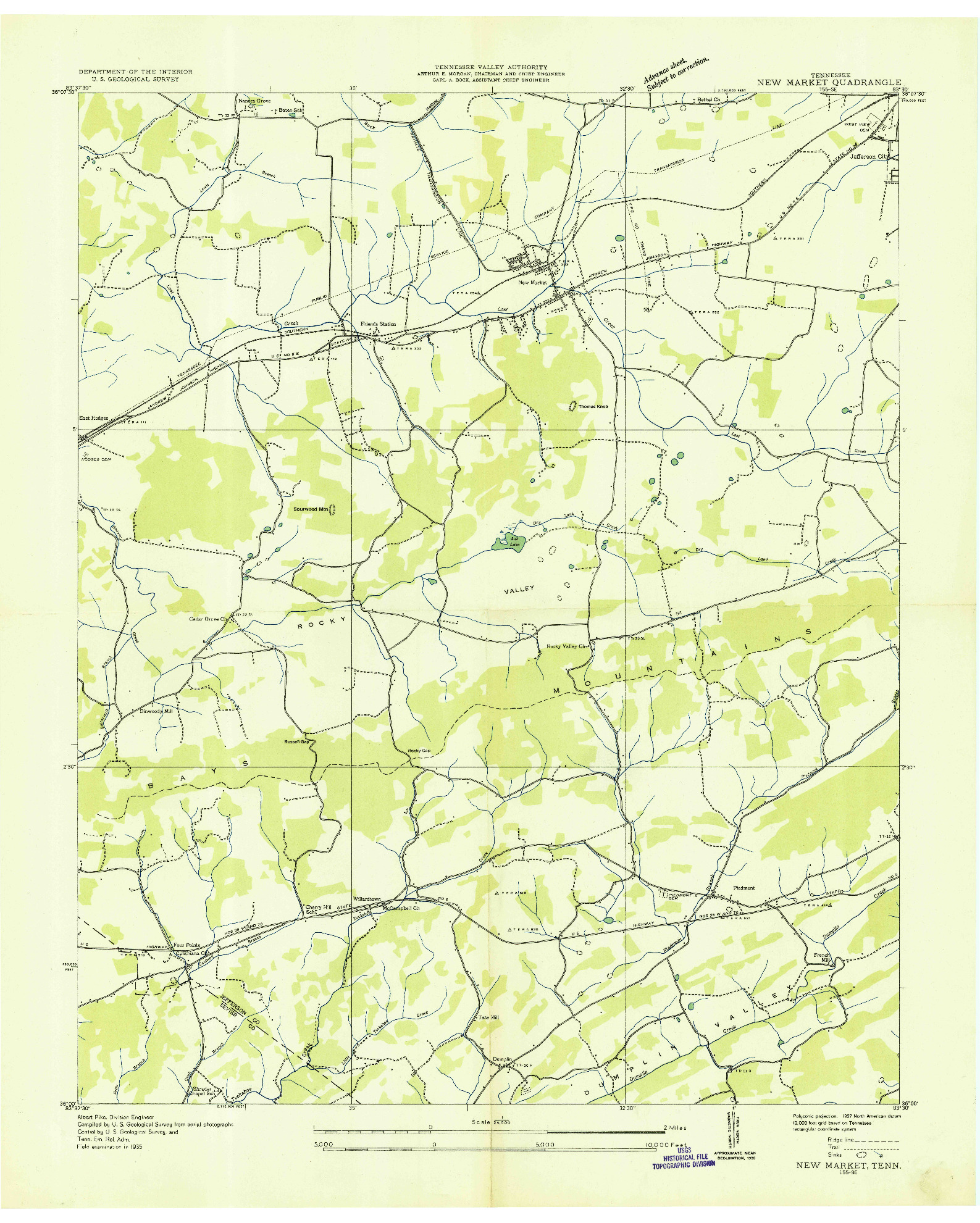 USGS 1:24000-SCALE QUADRANGLE FOR NEW MARKET, TN 1935