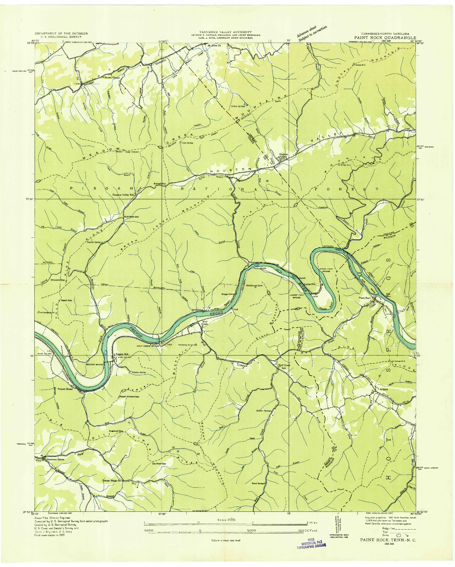 USGS 1:24000-SCALE QUADRANGLE FOR PAINT ROCK, TN 1935