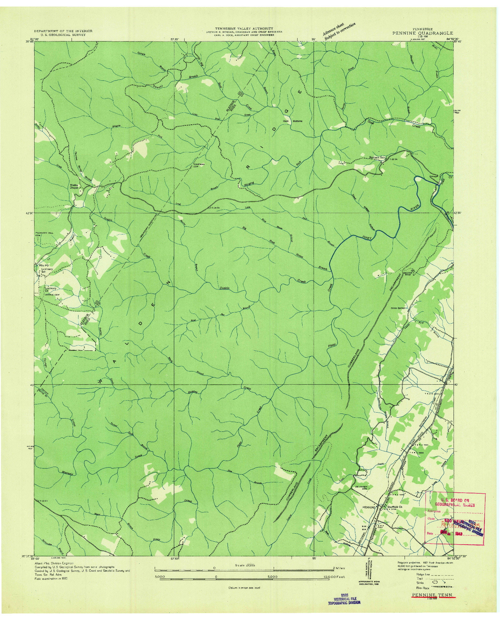 USGS 1:24000-SCALE QUADRANGLE FOR PENNINE, TN 1935
