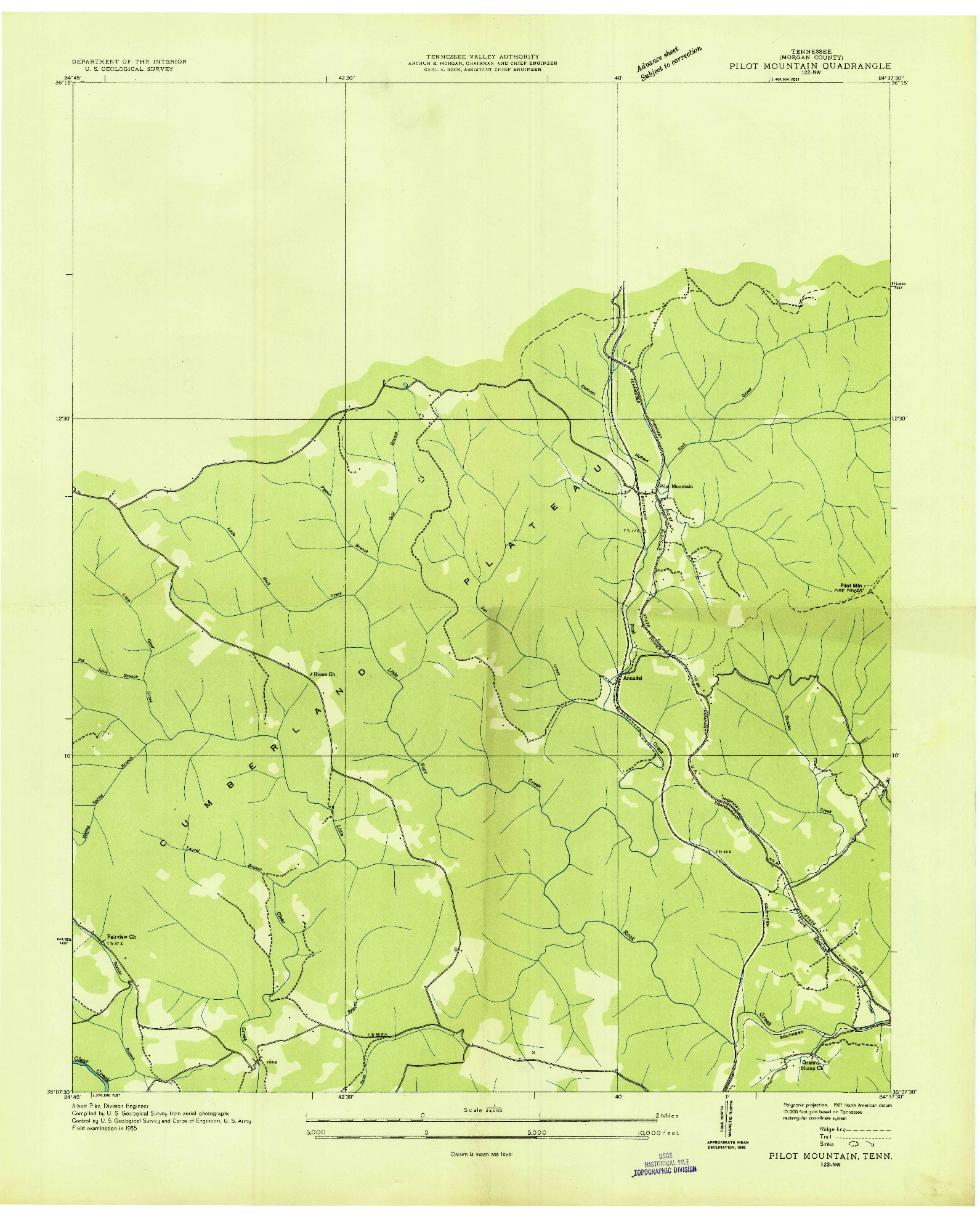 USGS 1:24000-SCALE QUADRANGLE FOR PILOT MOUNTAIN, TN 1935