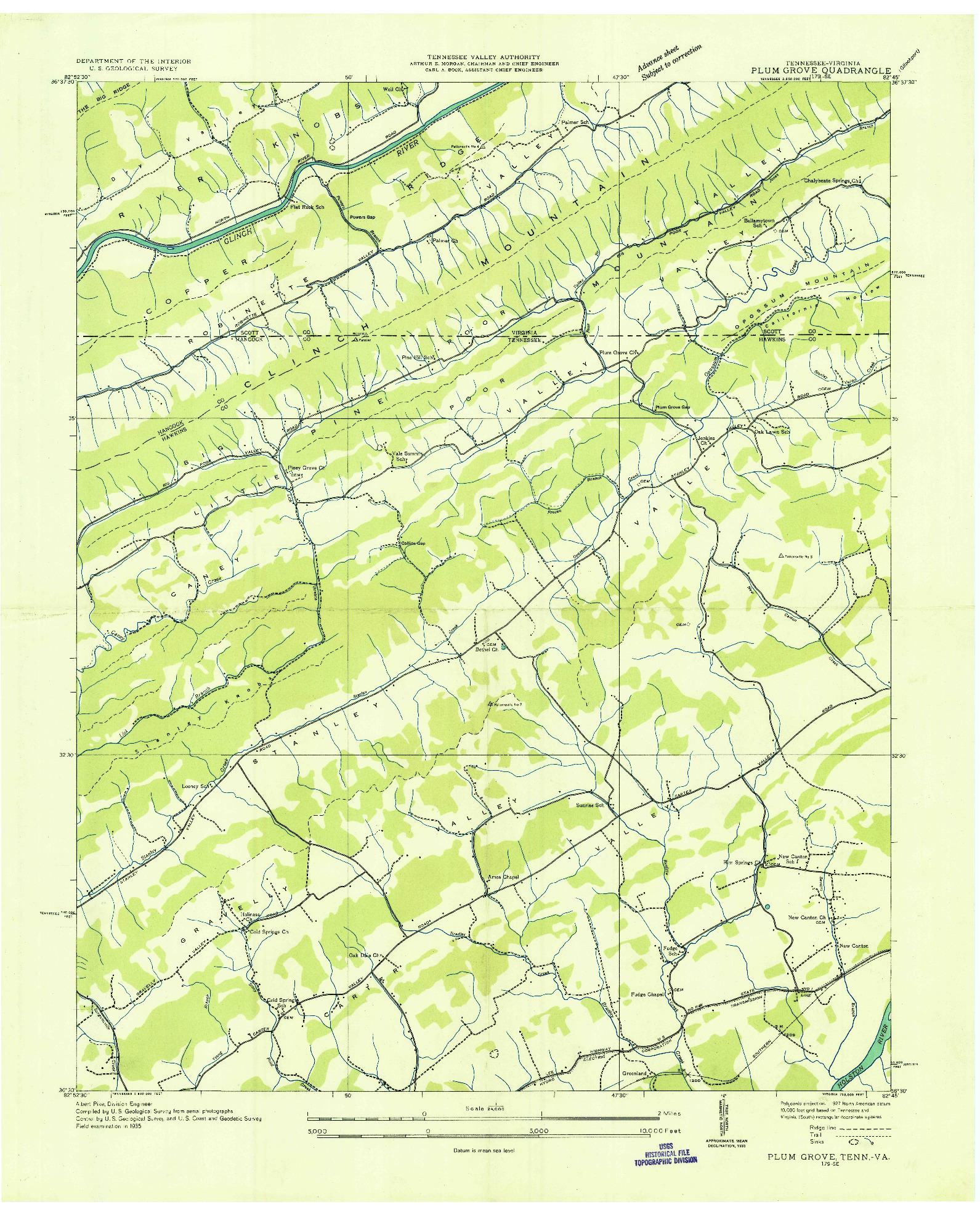 USGS 1:24000-SCALE QUADRANGLE FOR PLUM GROVE, TN 1935