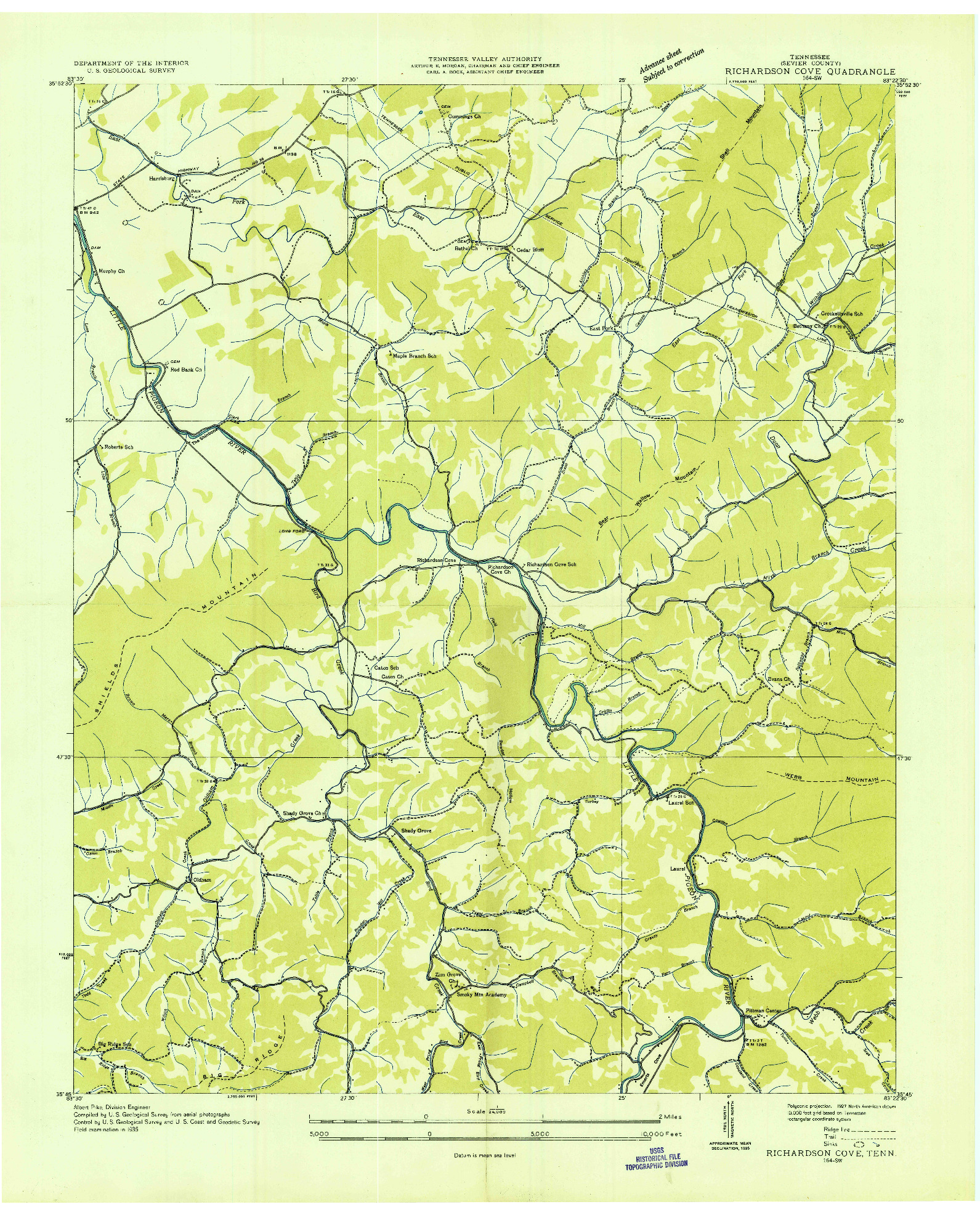 USGS 1:24000-SCALE QUADRANGLE FOR RICHARDSON COVE, TN 1935