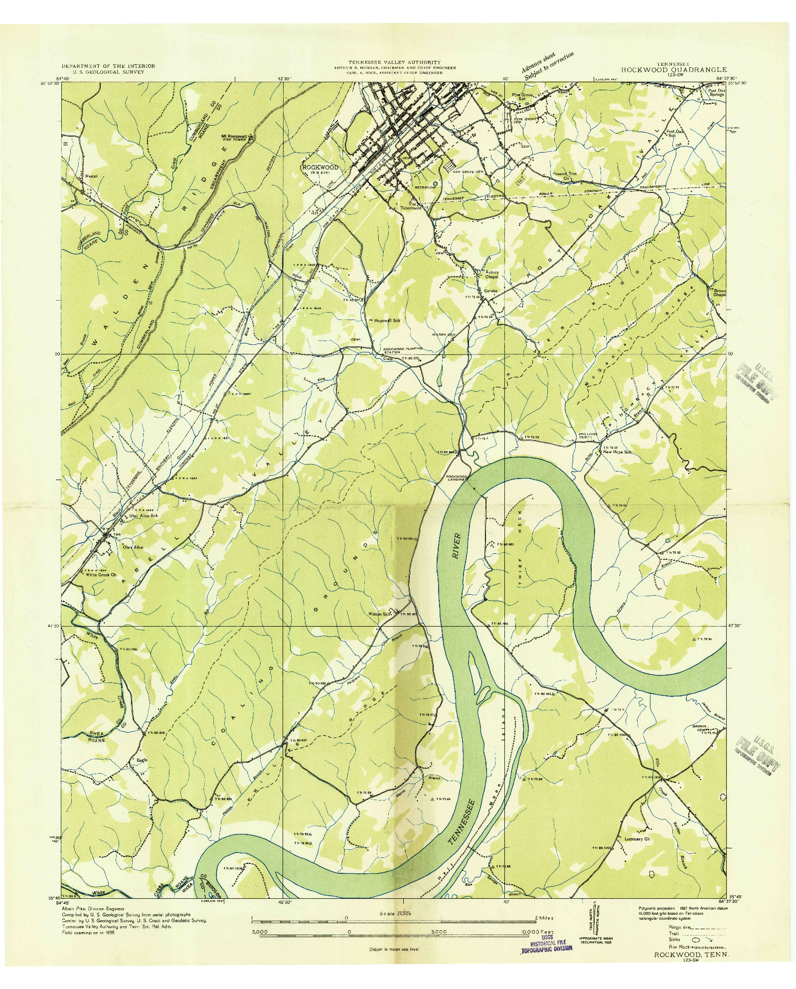 USGS 1:24000-SCALE QUADRANGLE FOR ROCKWOOD, TN 1935