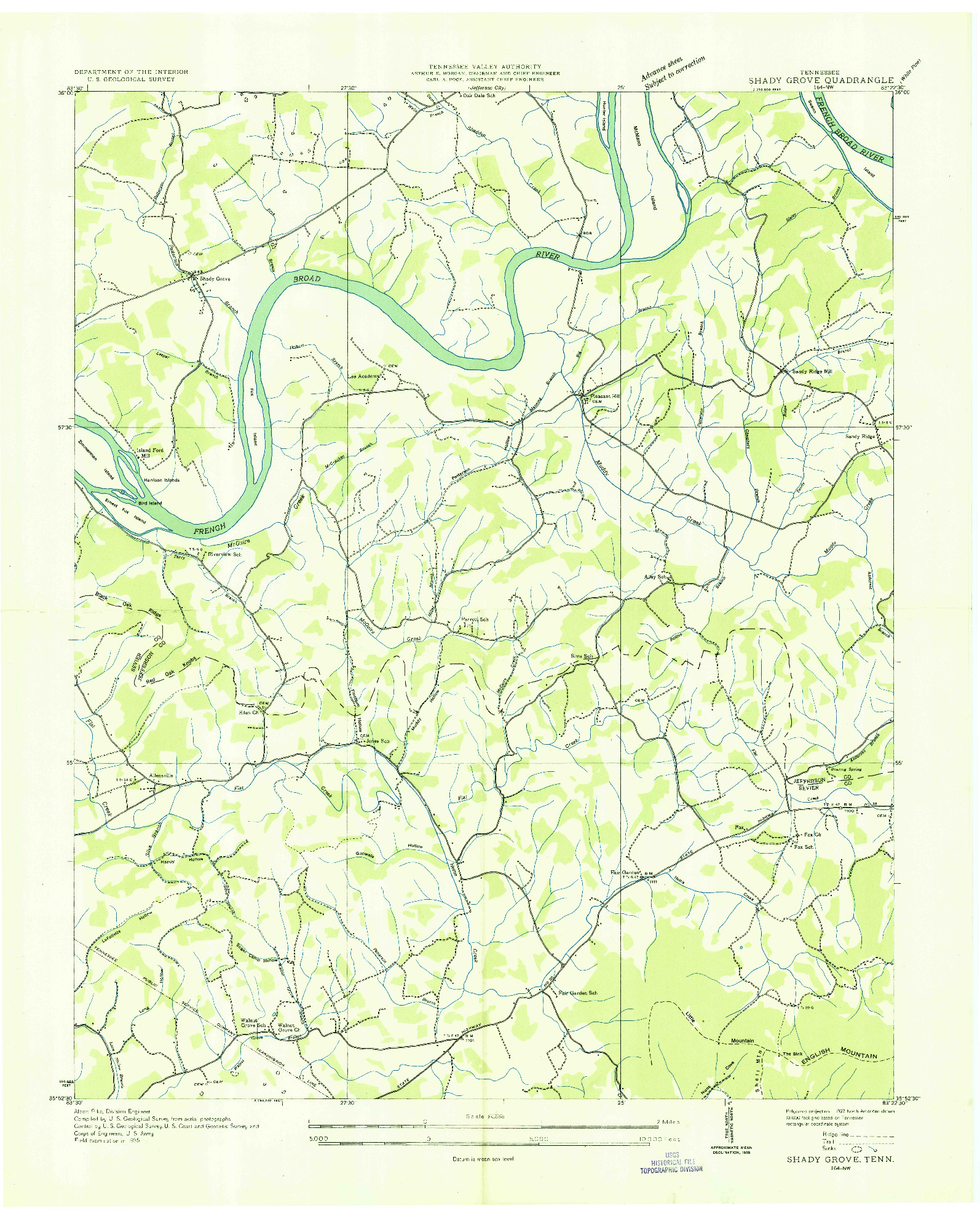 USGS 1:24000-SCALE QUADRANGLE FOR SHADY GROVE, TN 1935