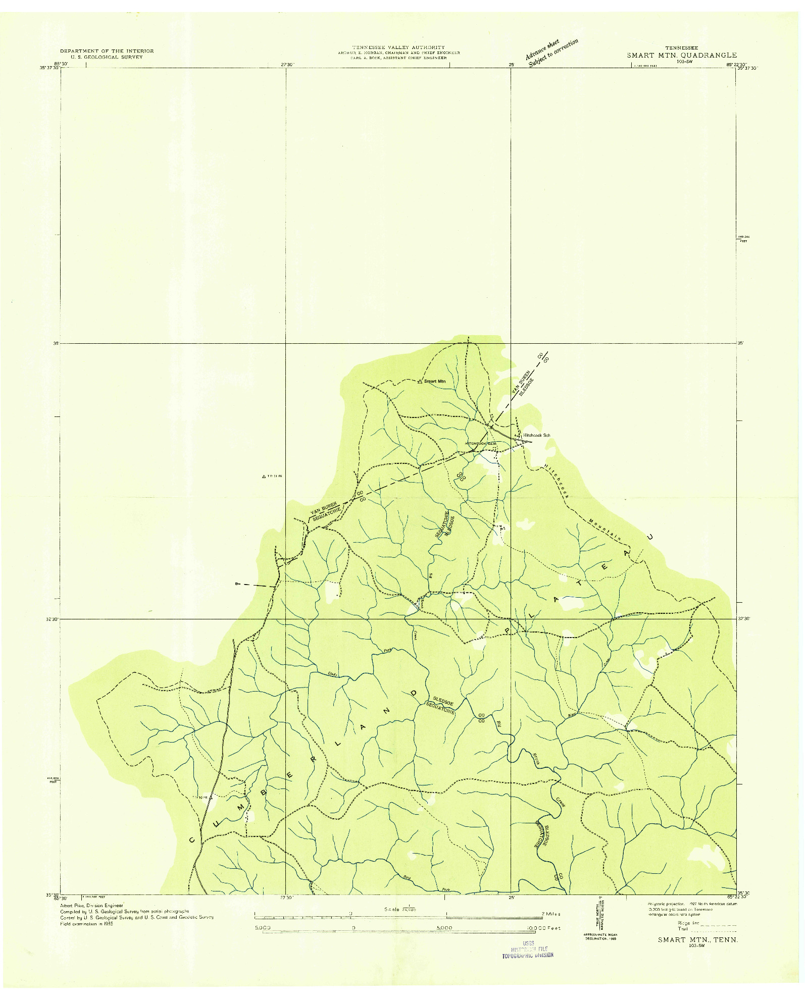 USGS 1:24000-SCALE QUADRANGLE FOR SMART MOUNTAIN, TN 1935