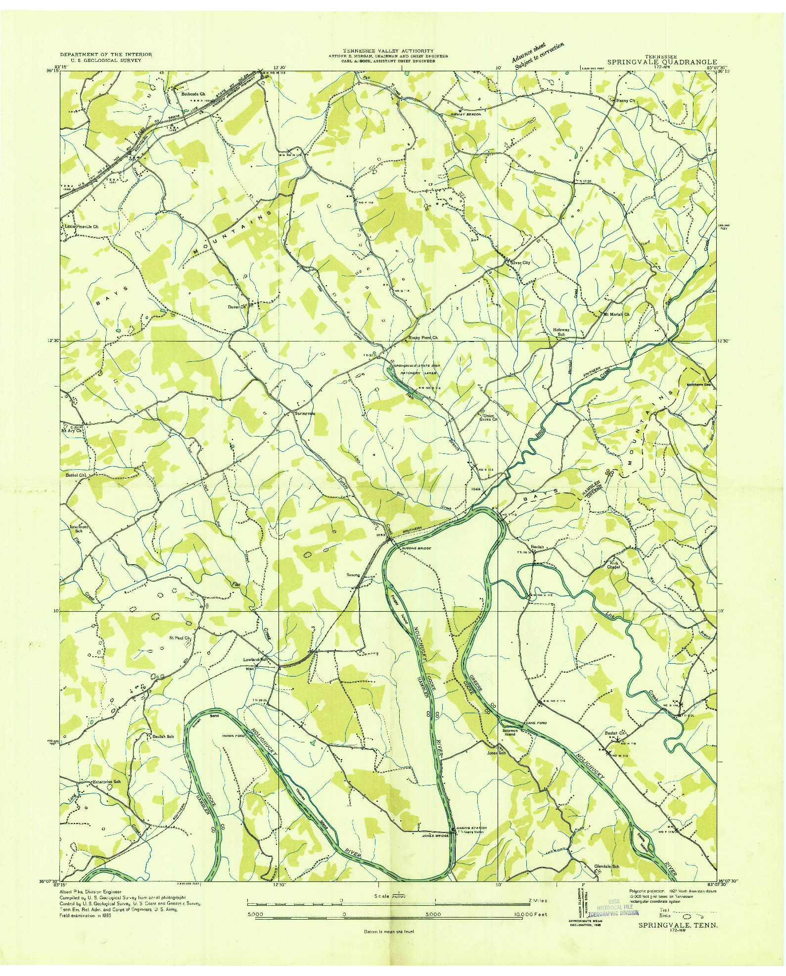 USGS 1:24000-SCALE QUADRANGLE FOR SPRINGVALE, TN 1935