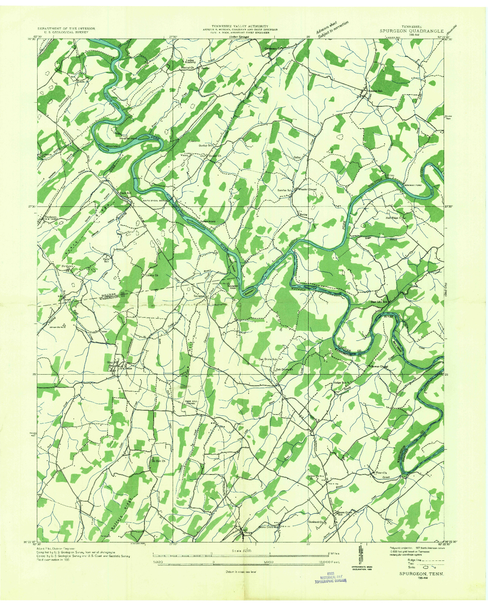 USGS 1:24000-SCALE QUADRANGLE FOR SPURGEON, TN 1935