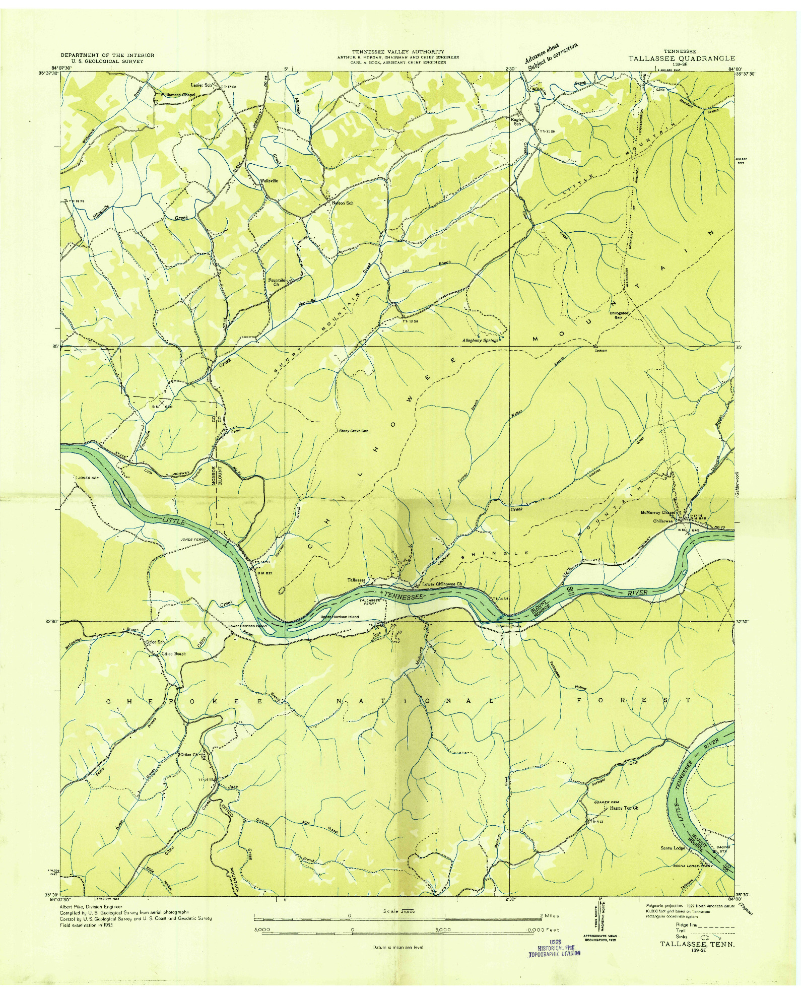 USGS 1:24000-SCALE QUADRANGLE FOR TALLASSEE, TN 1935
